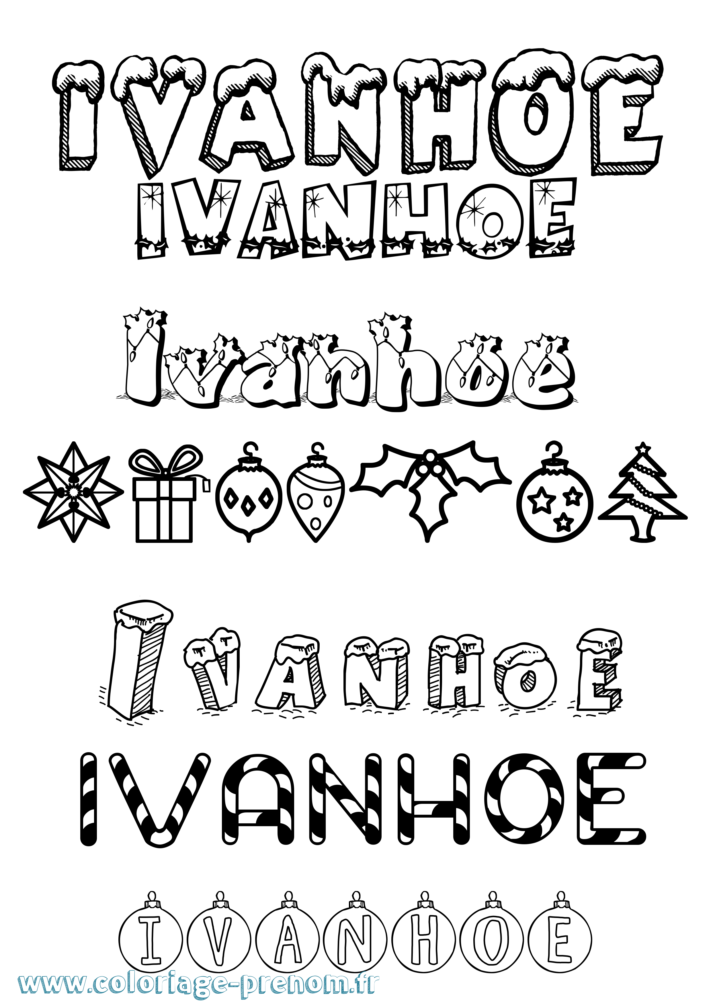 Coloriage Ivanhoe Noël Coloriage prénom Ivanhoe Noël