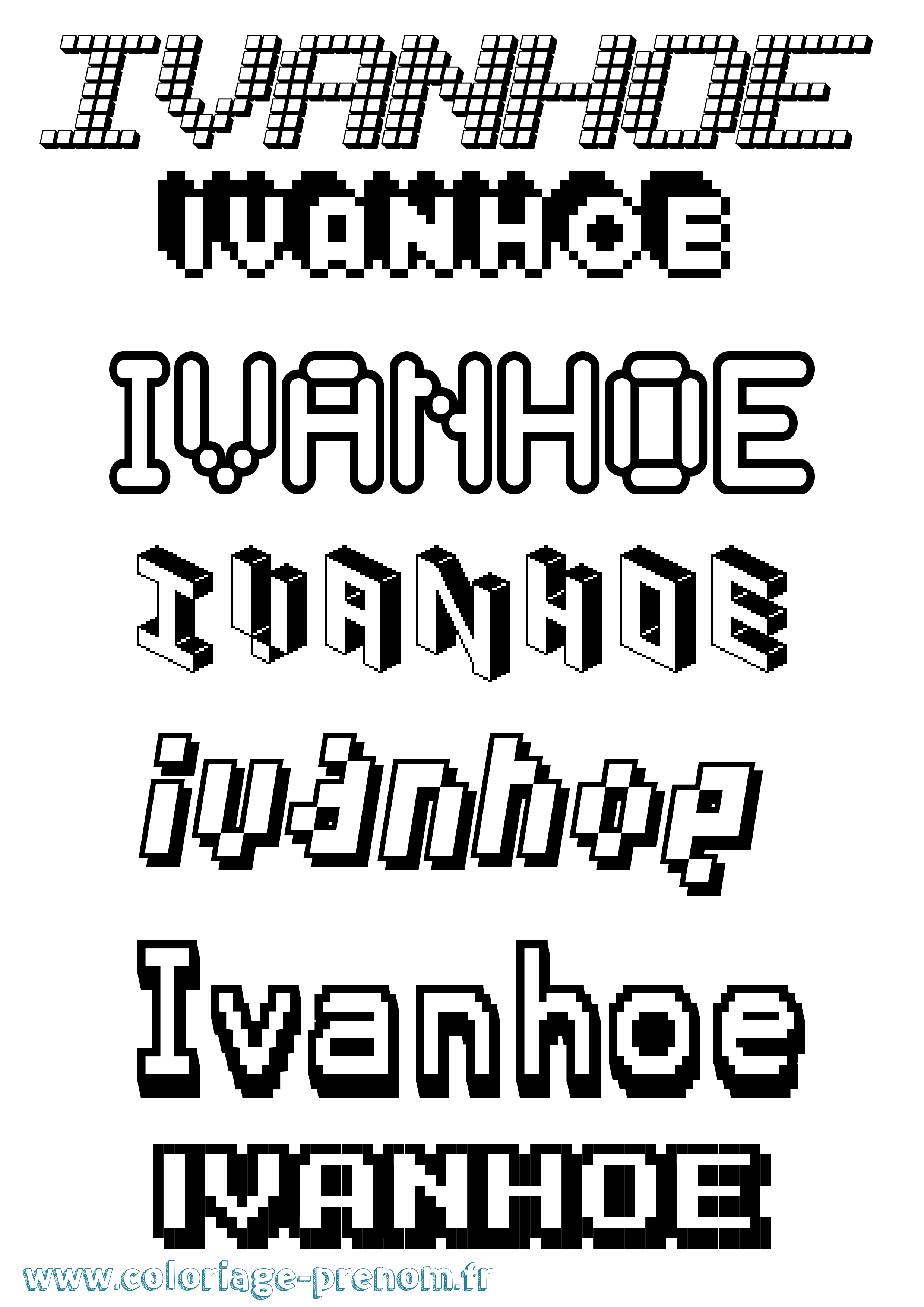 Coloriage Ivanhoe Pixel Coloriage prénom Ivanhoe Pixel