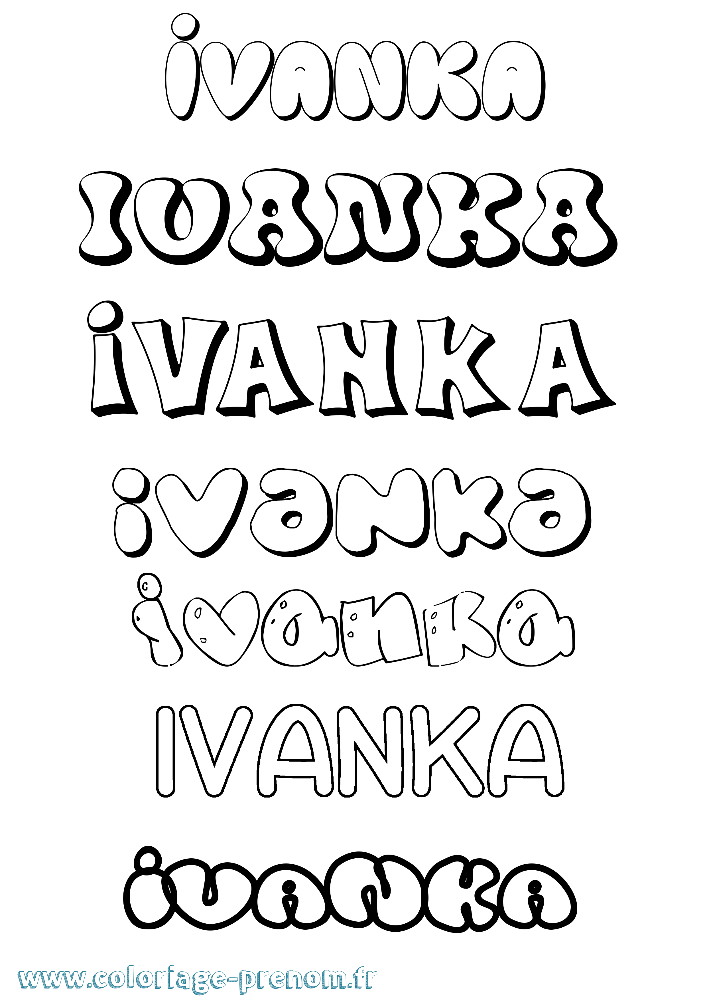 Coloriage Ivanka Bubble Coloriage prénom Ivanka Bubble