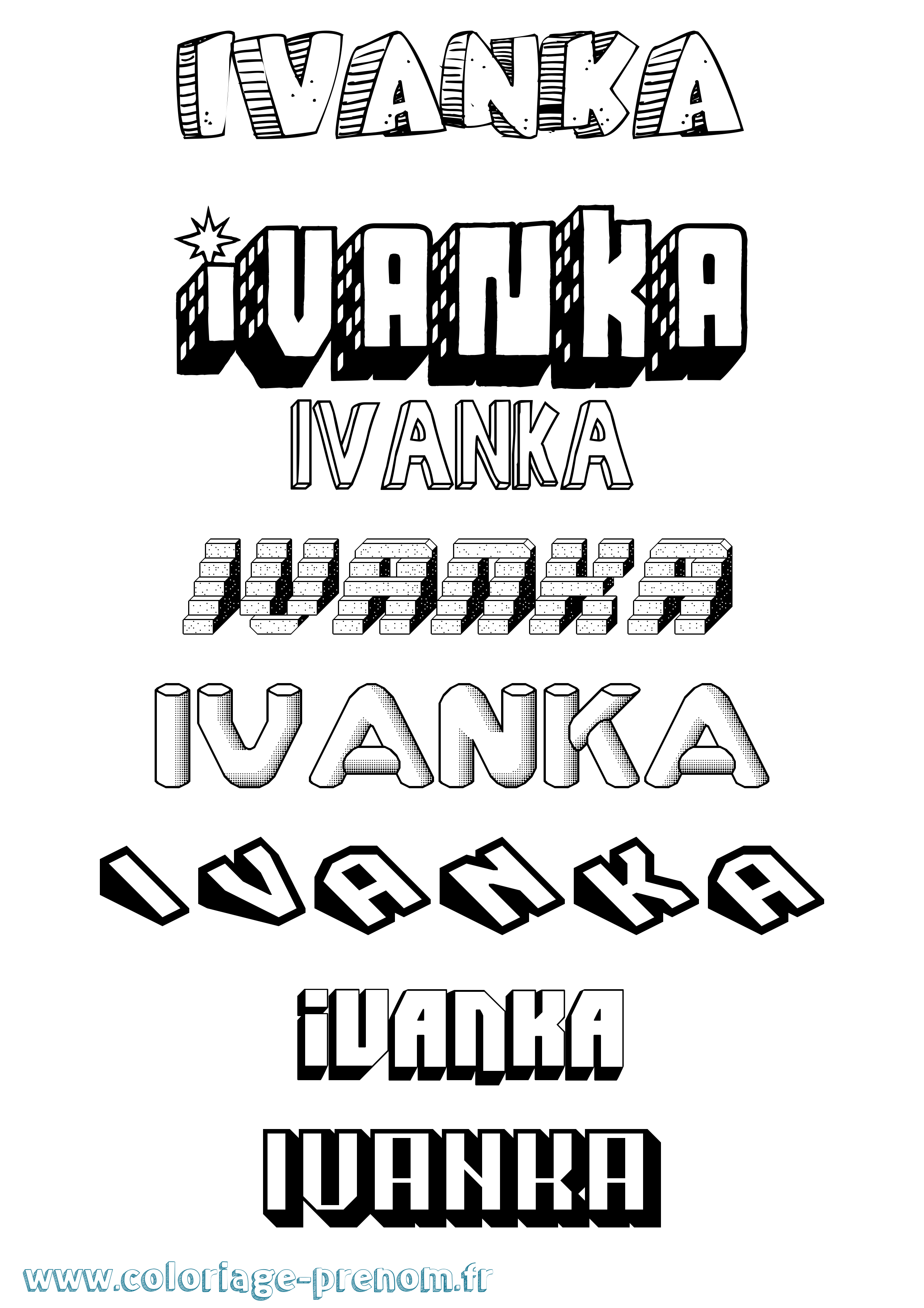 Coloriage Ivanka Effet 3D Coloriage prénom Ivanka Effet 3D