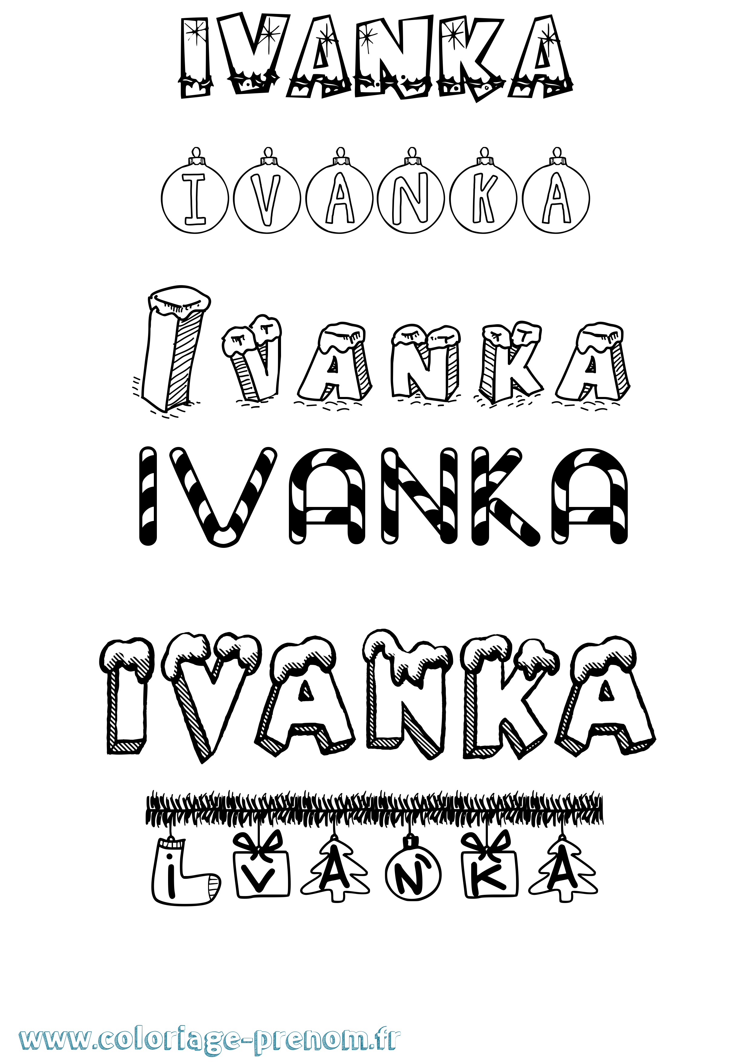 Coloriage Ivanka Noël Coloriage prénom Ivanka Noël