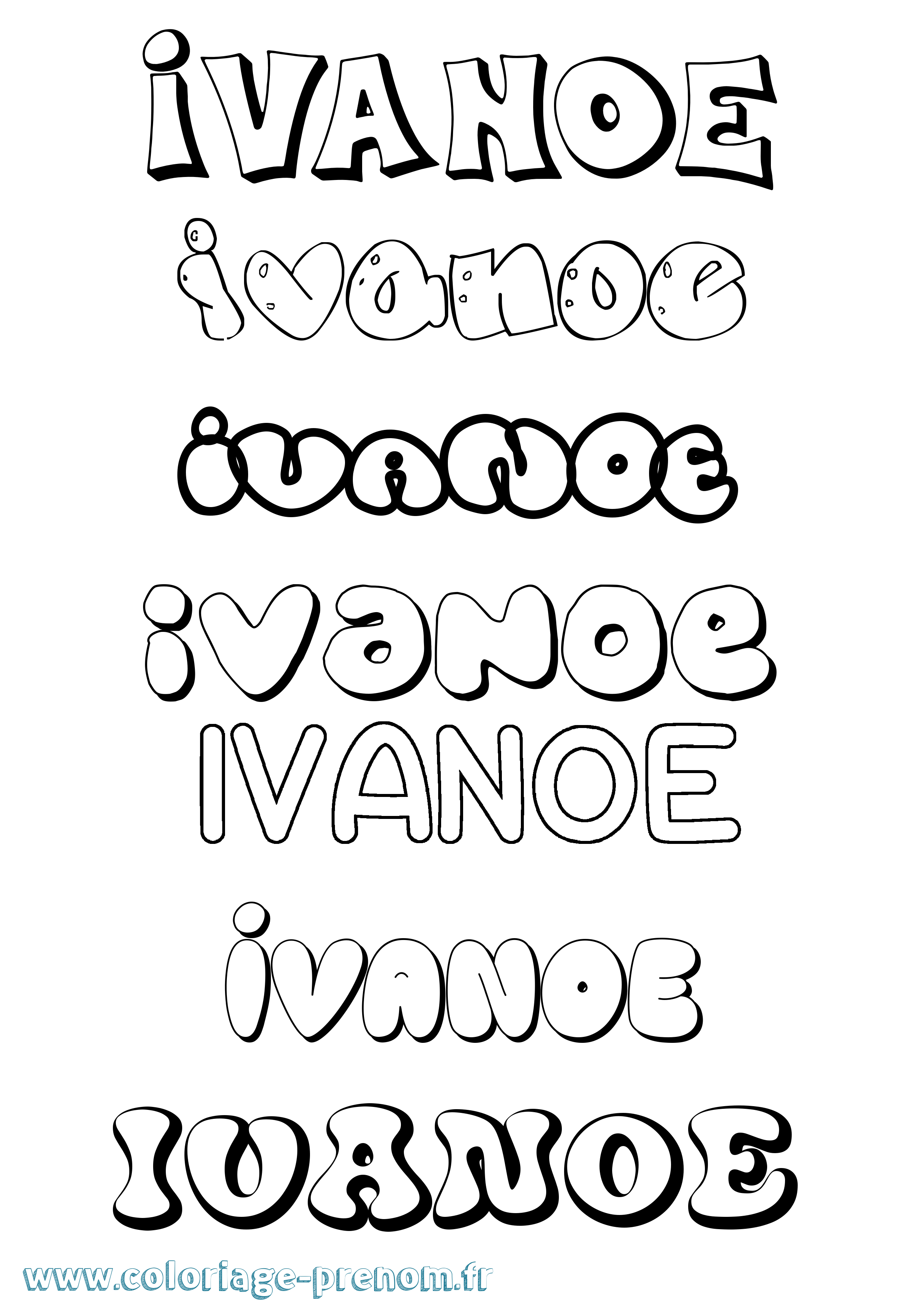 Coloriage Ivanoe Bubble Coloriage prénom Ivanoe Bubble