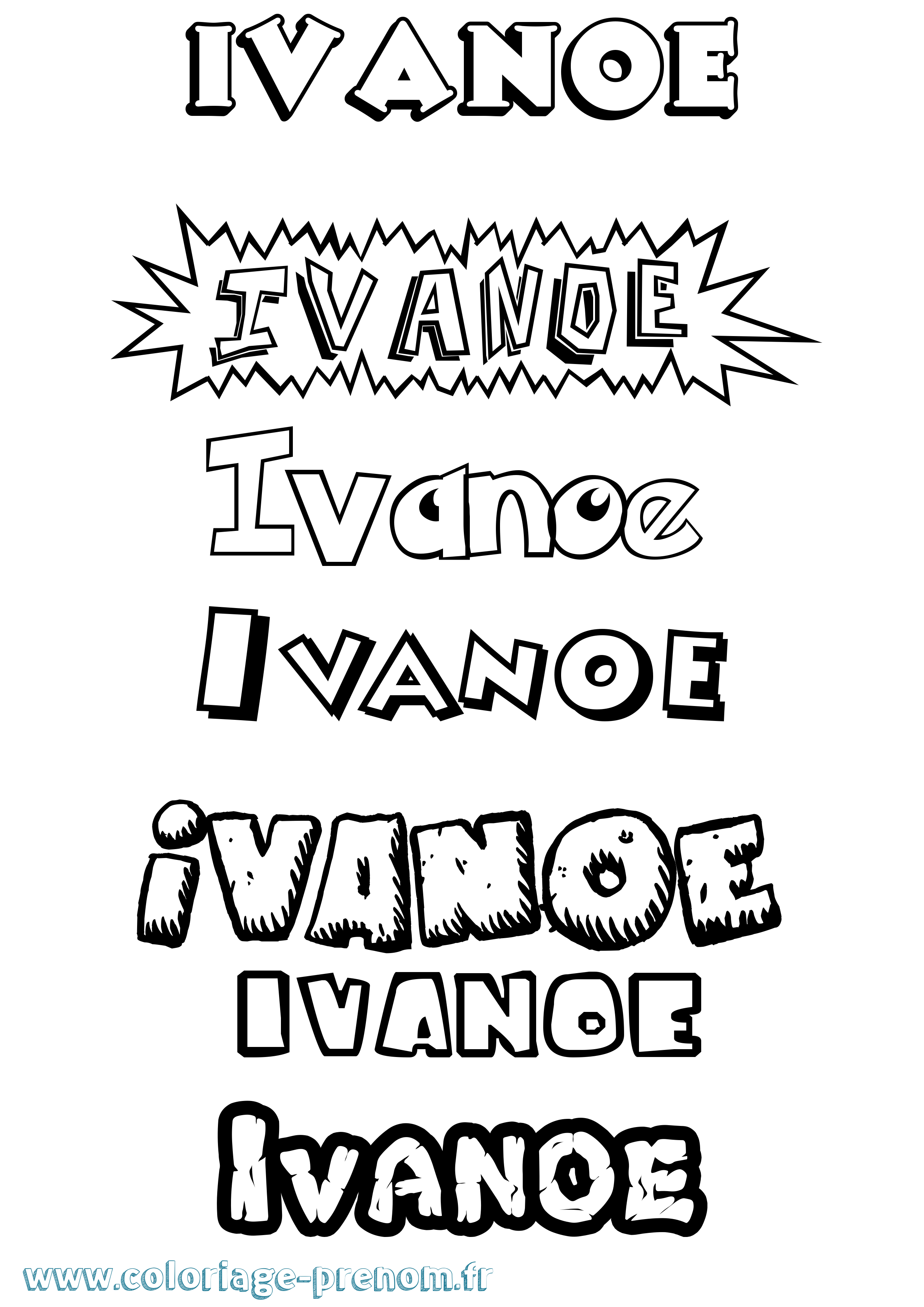 Coloriage Ivanoe Dessin Animé Coloriage prénom Ivanoe Dessin Animé