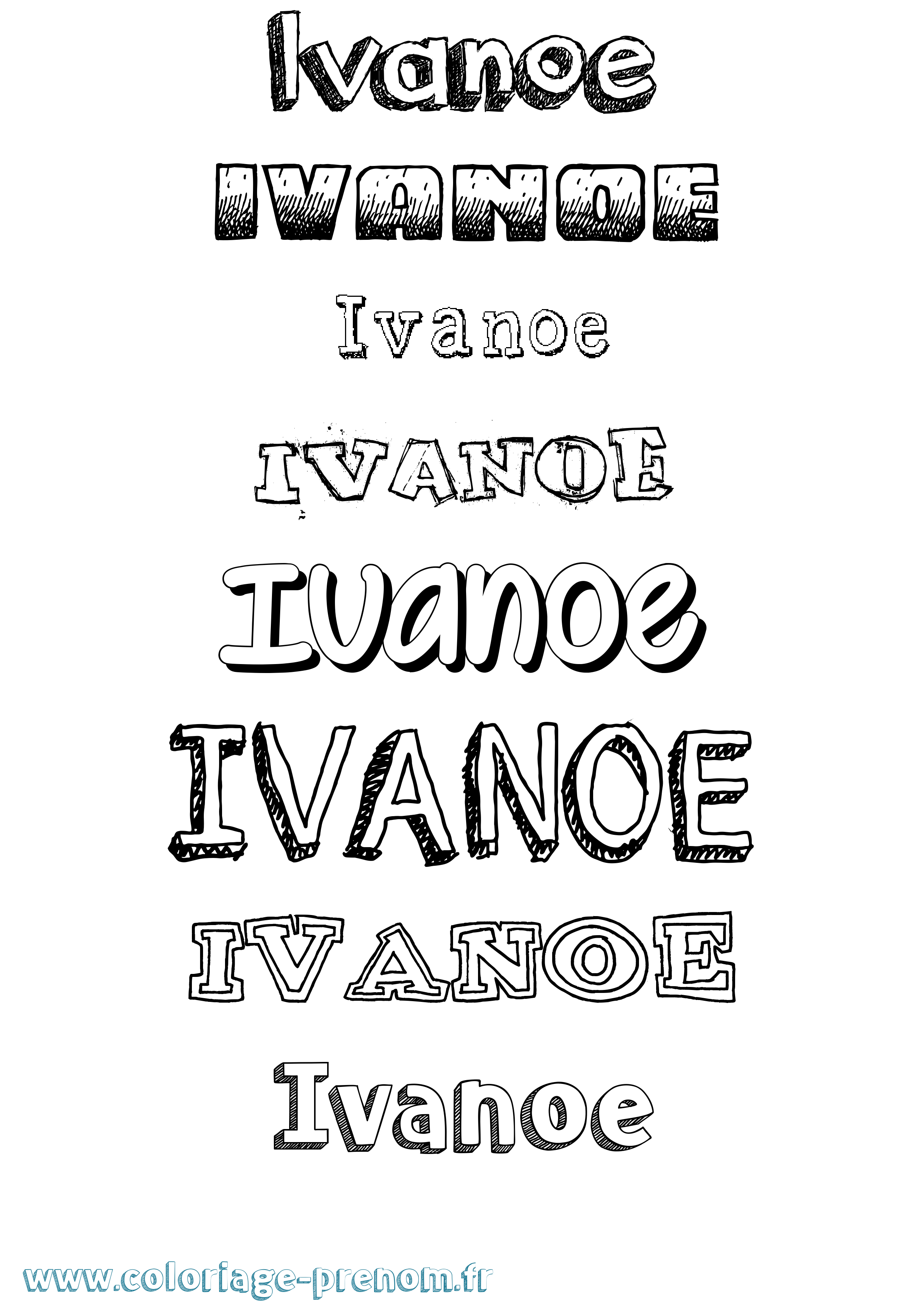 Coloriage Ivanoe Dessiné Coloriage prénom Ivanoe Dessiné