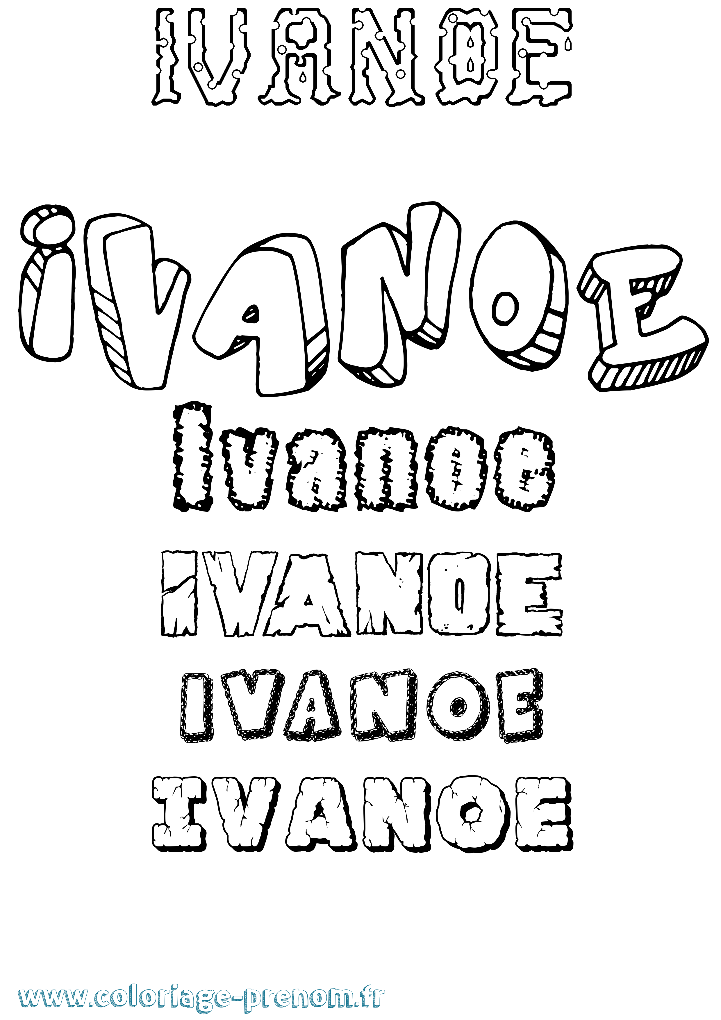 Coloriage Ivanoe Destructuré Coloriage prénom Ivanoe Destructuré