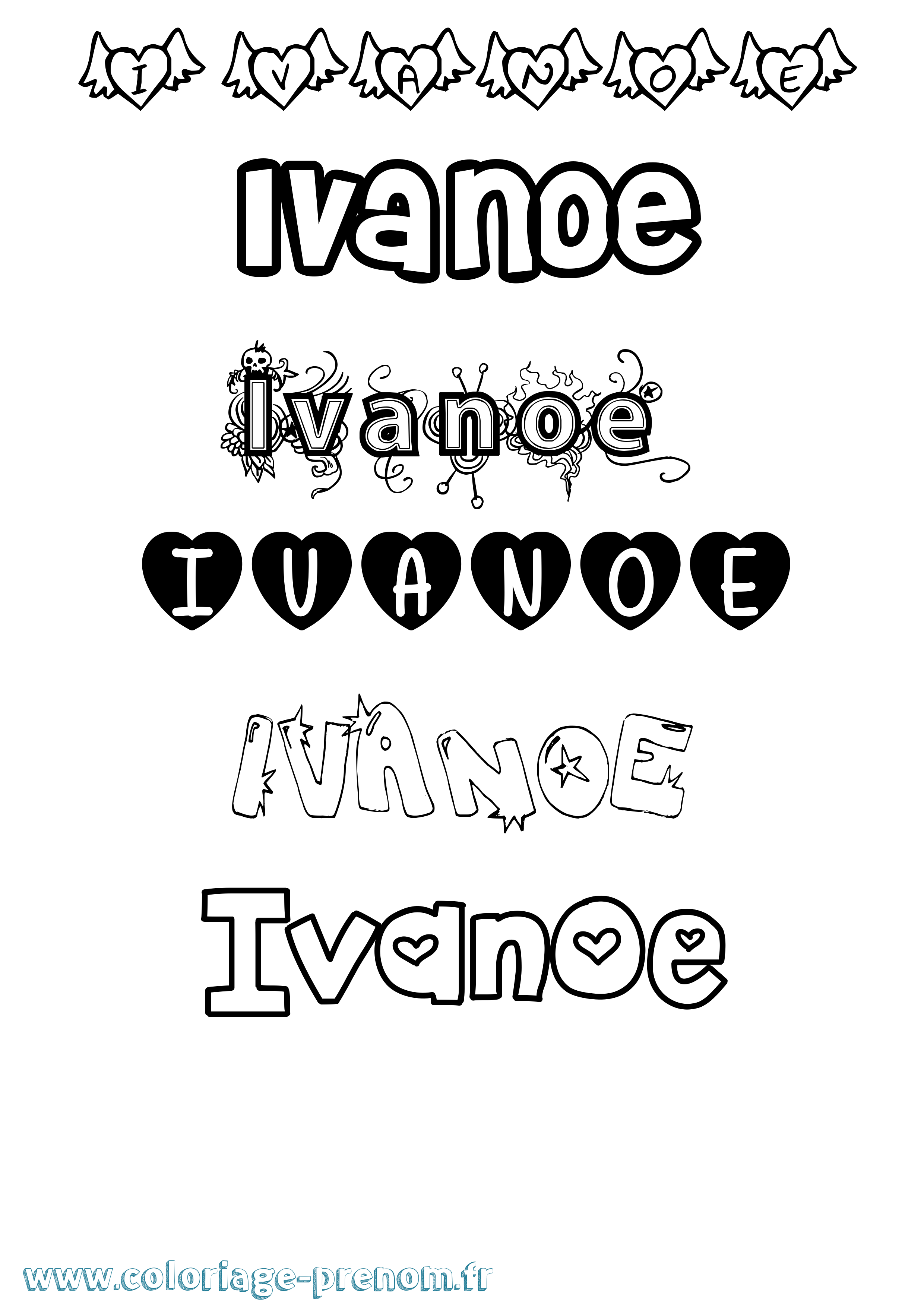Coloriage Ivanoe Girly Coloriage prénom Ivanoe Girly