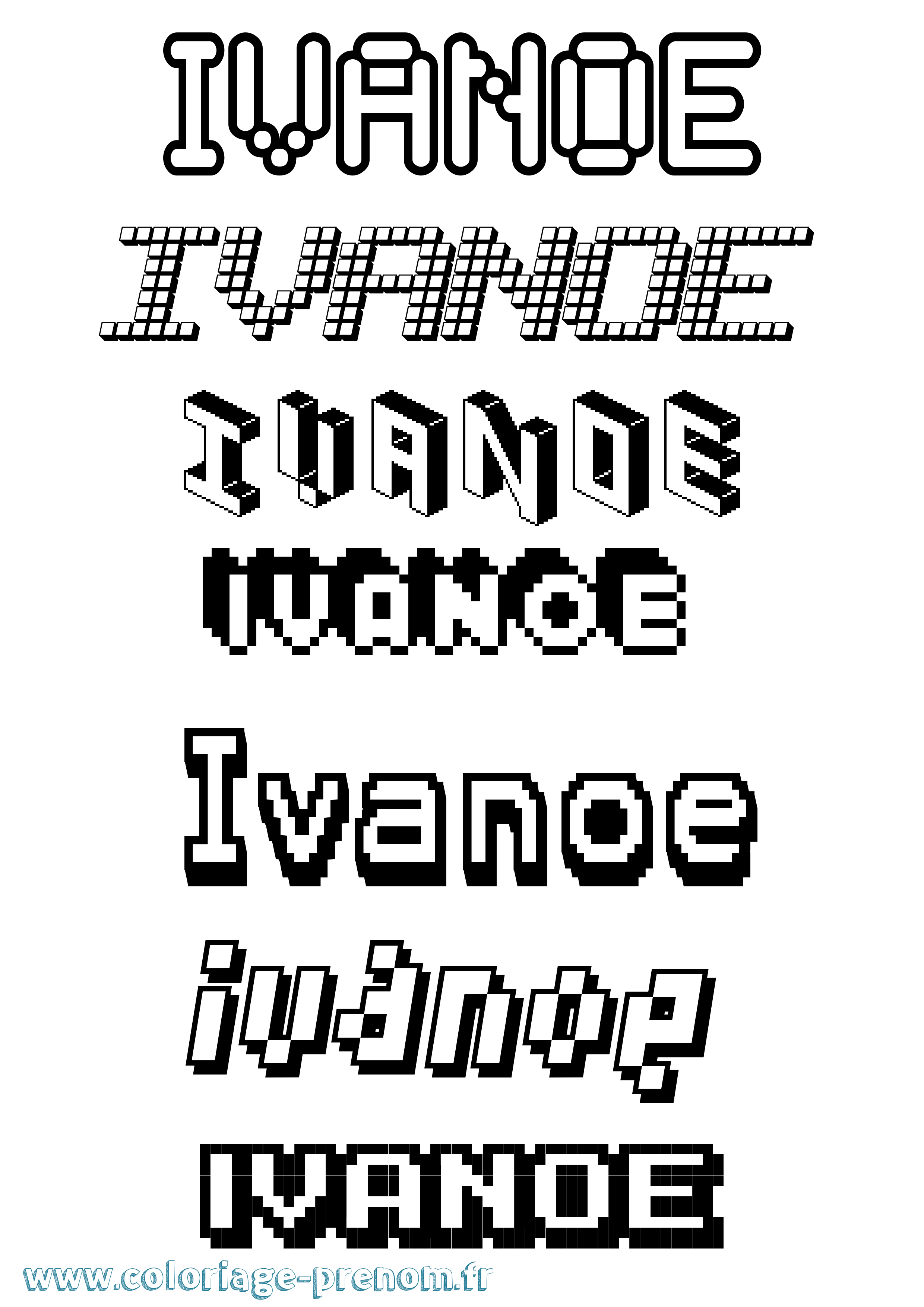 Coloriage Ivanoe Pixel Coloriage prénom Ivanoe Pixel