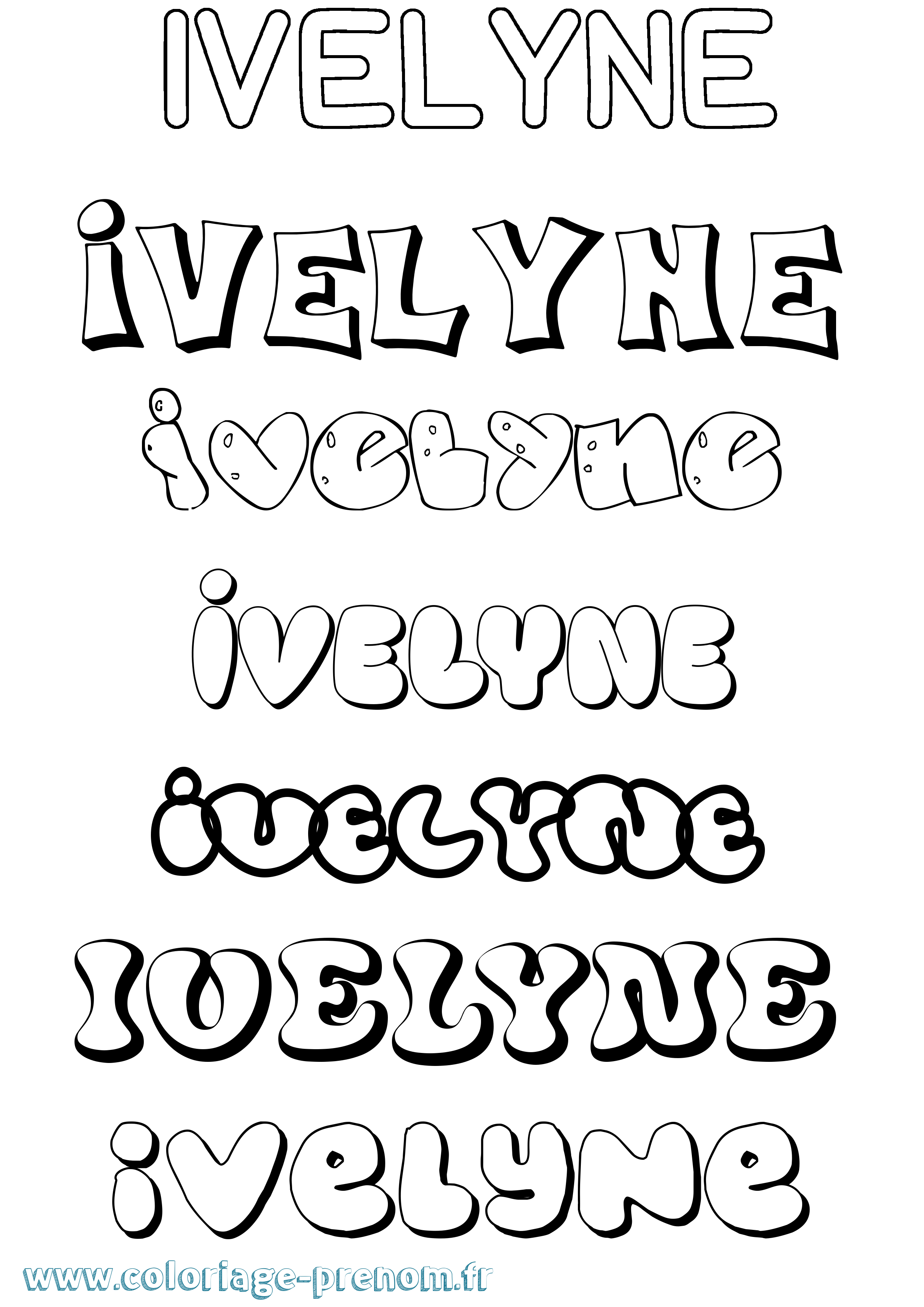 Coloriage Ivelyne Bubble Coloriage prénom Ivelyne Bubble
