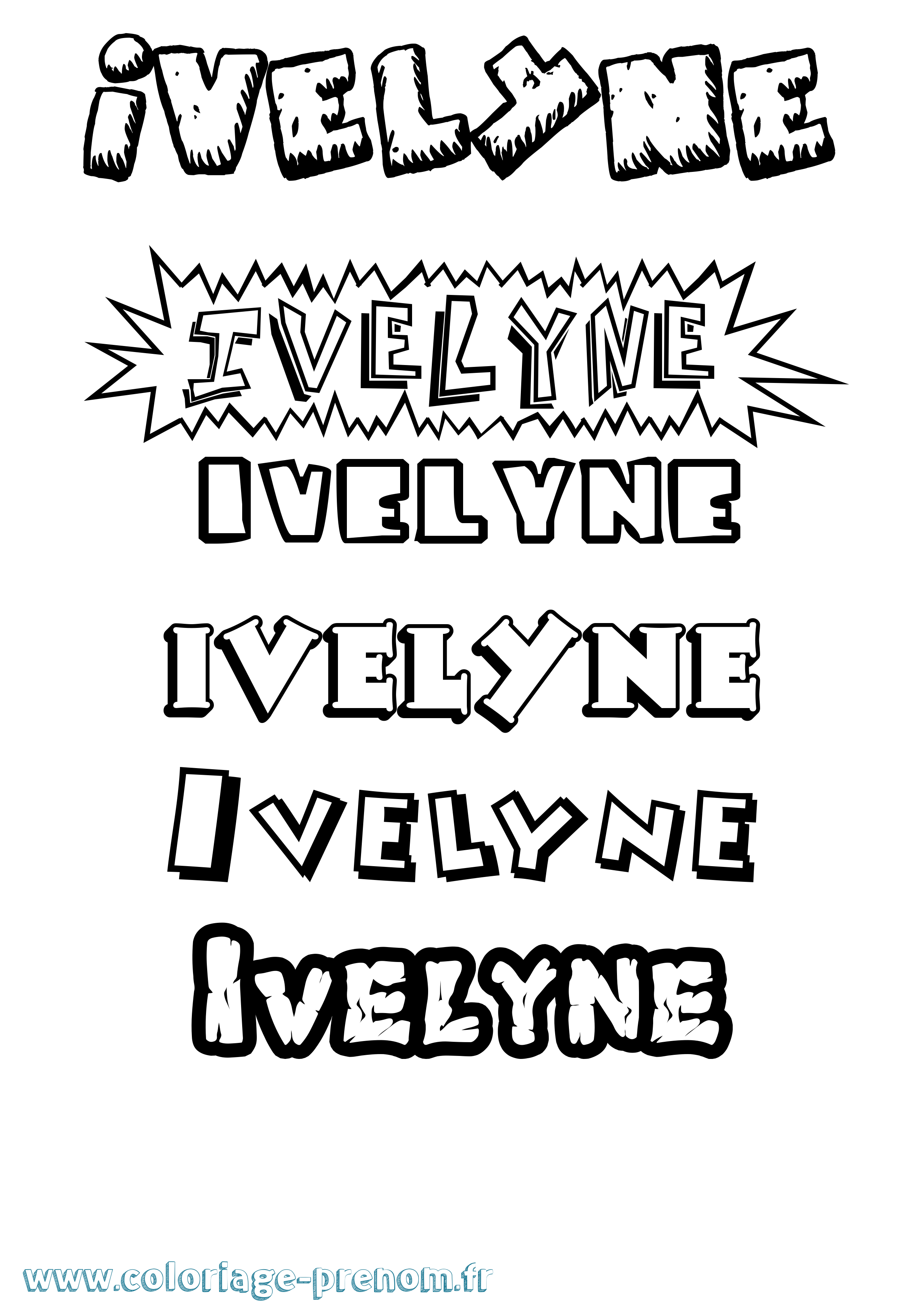 Coloriage Ivelyne Dessin Animé Coloriage prénom Ivelyne Dessin Animé