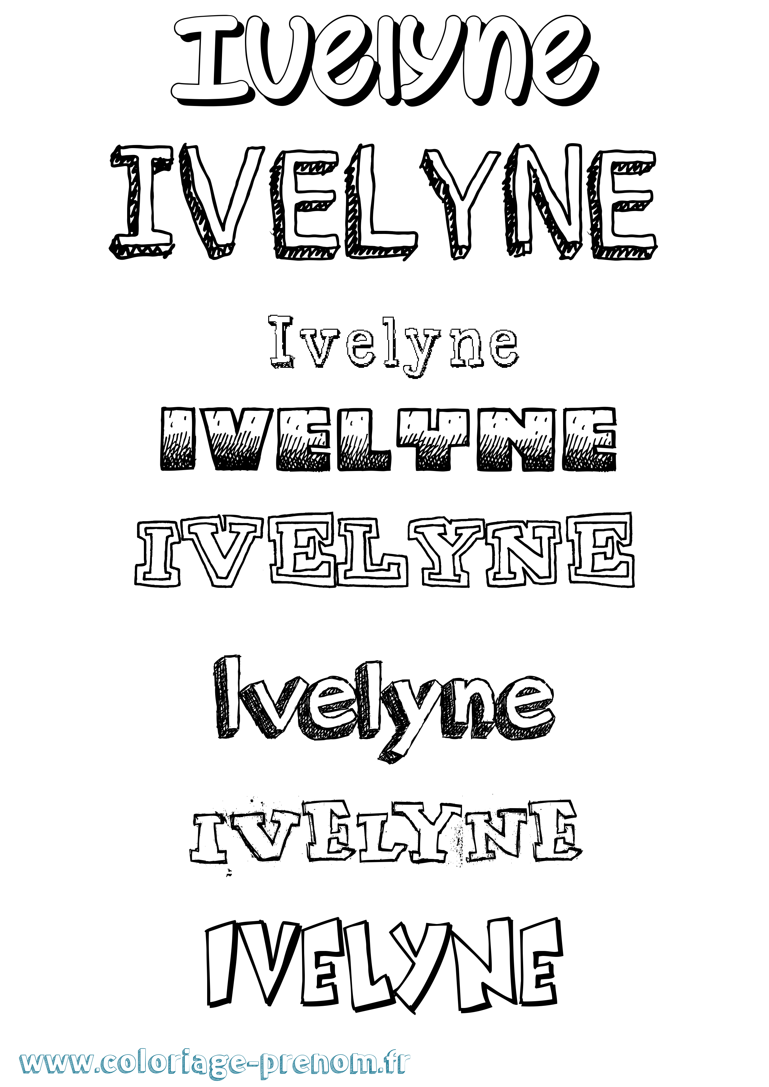 Coloriage Ivelyne Dessiné Coloriage prénom Ivelyne Dessiné