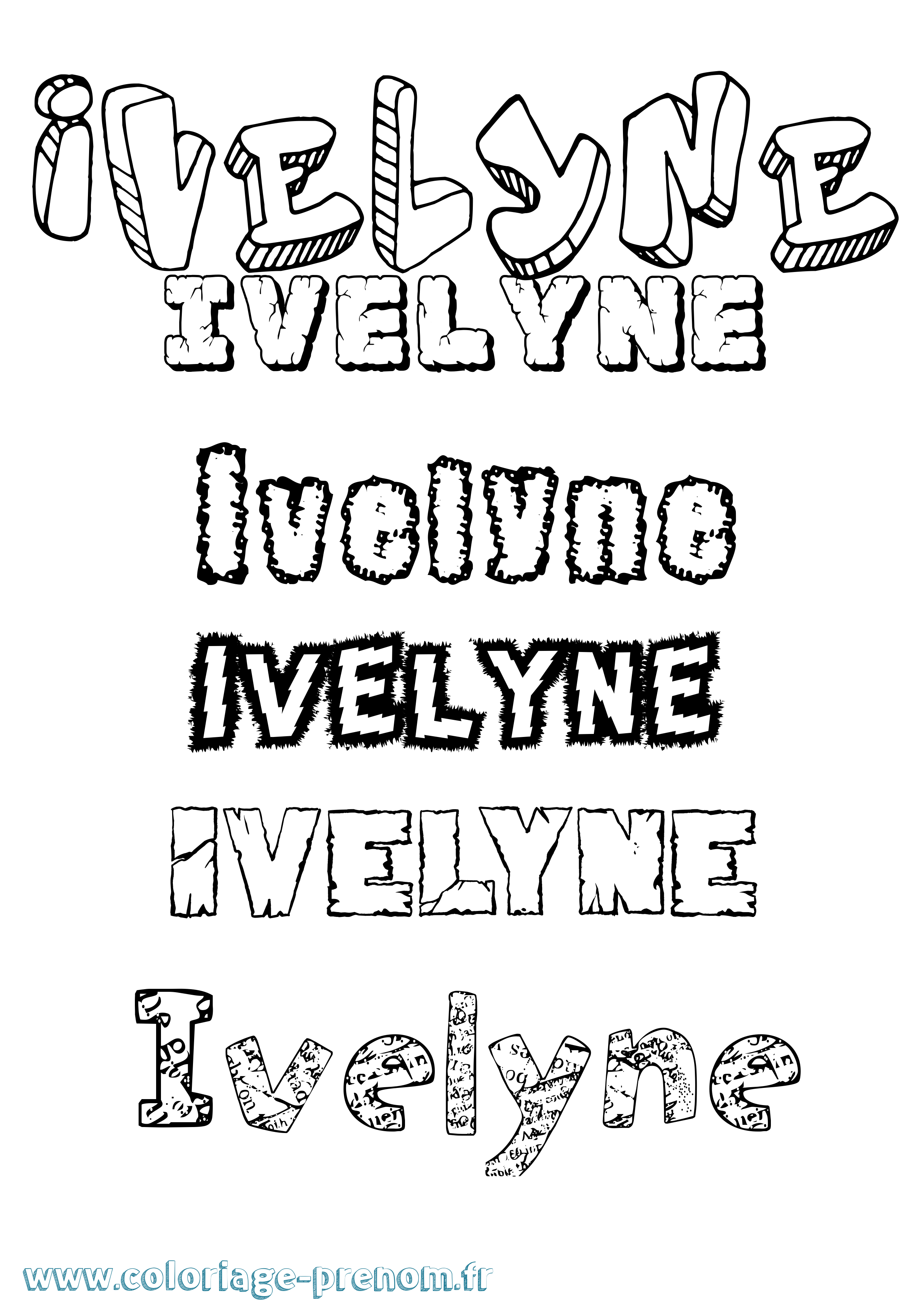 Coloriage Ivelyne Destructuré Coloriage prénom Ivelyne Destructuré