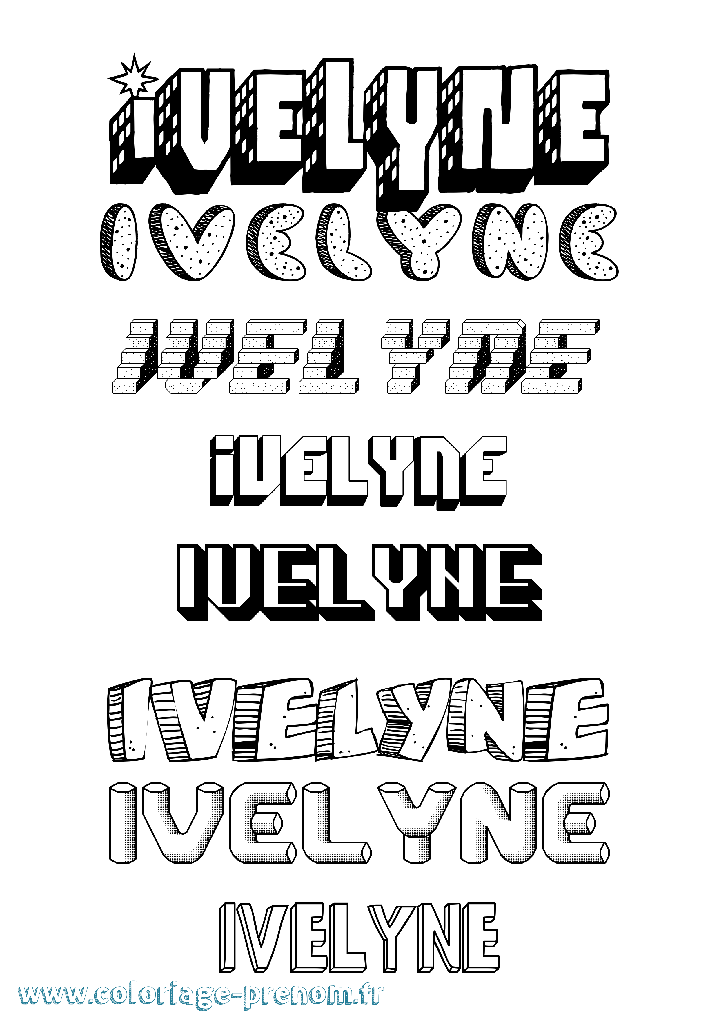 Coloriage Ivelyne Effet 3D Coloriage prénom Ivelyne Effet 3D