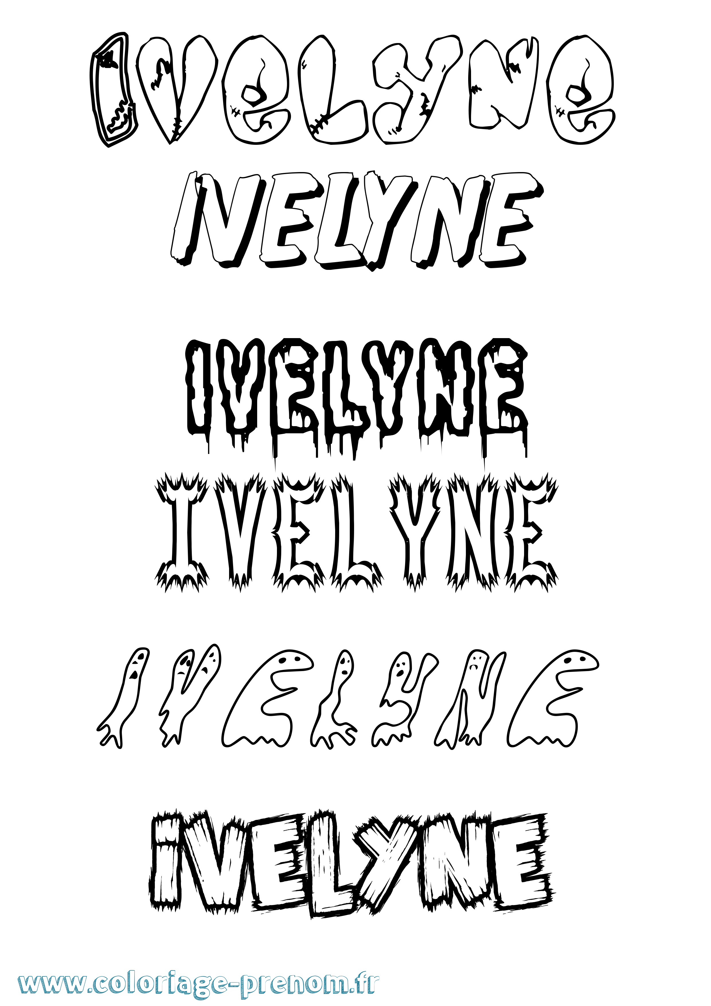 Coloriage Ivelyne Frisson Coloriage prénom Ivelyne Frisson