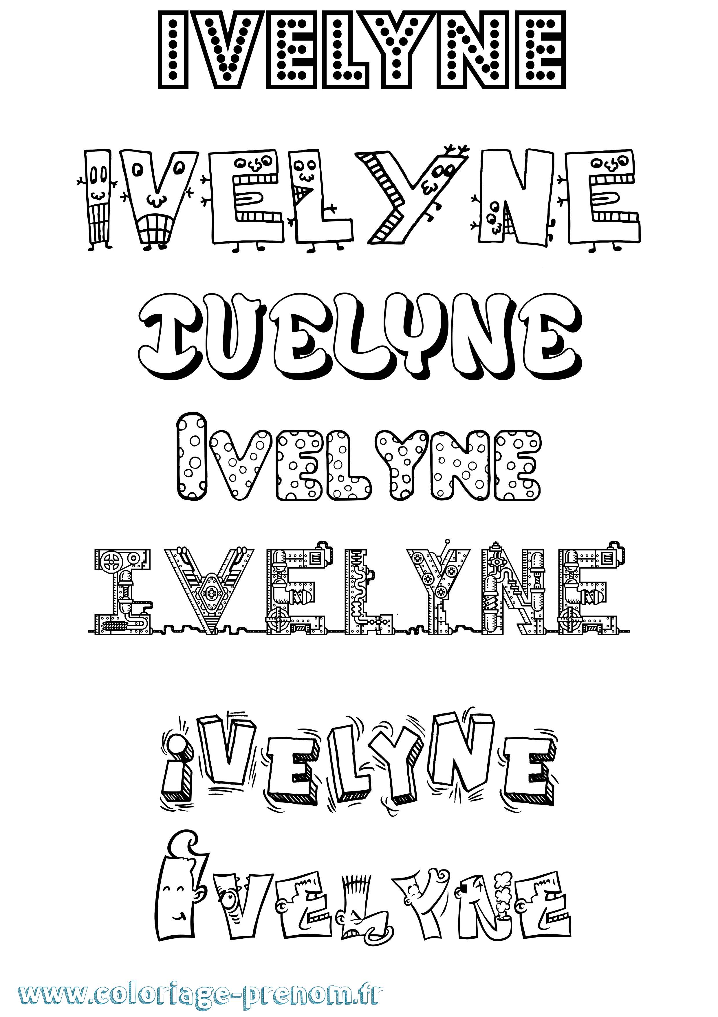 Coloriage Ivelyne Fun Coloriage prénom Ivelyne Fun
