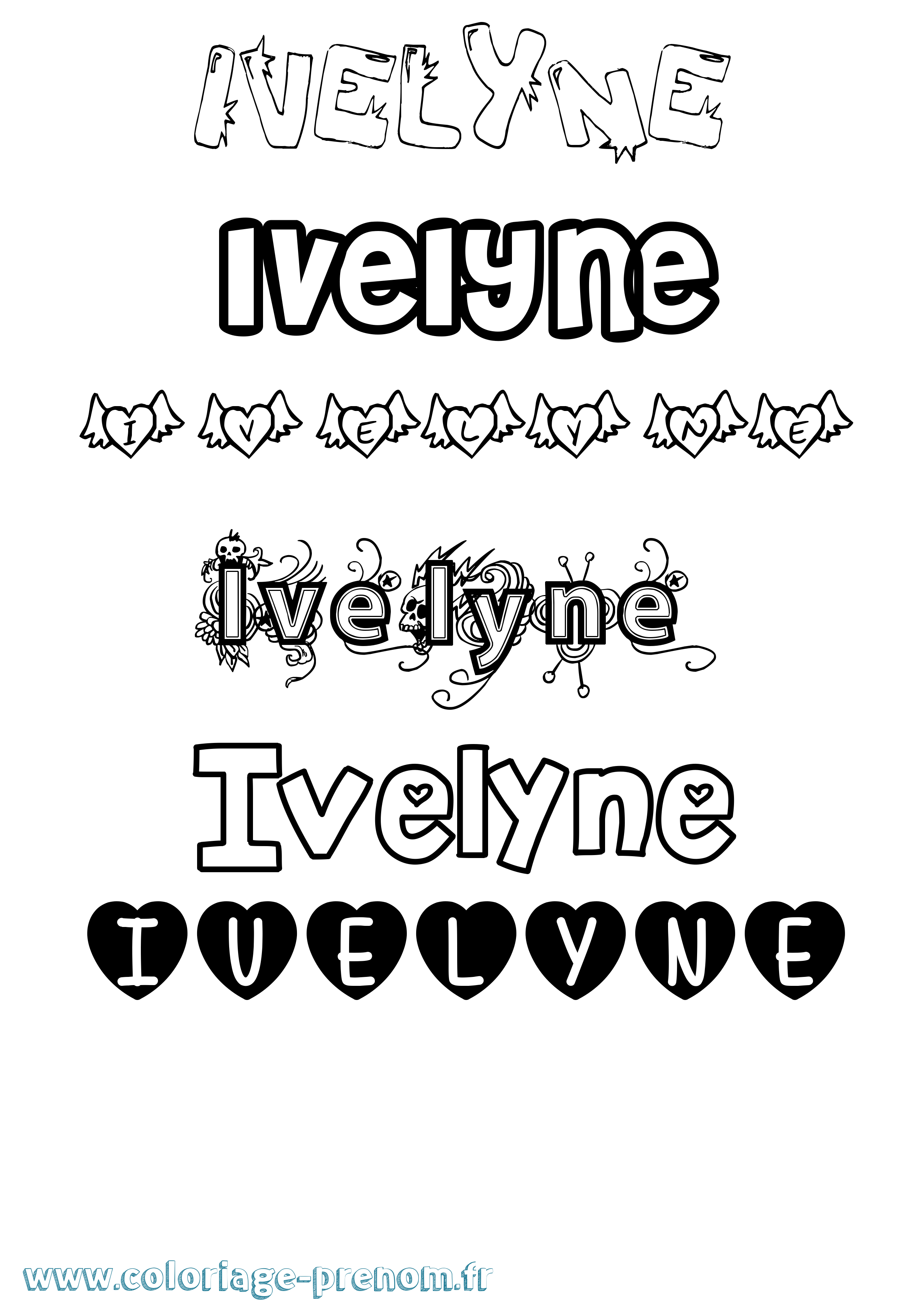 Coloriage Ivelyne Girly Coloriage prénom Ivelyne Girly