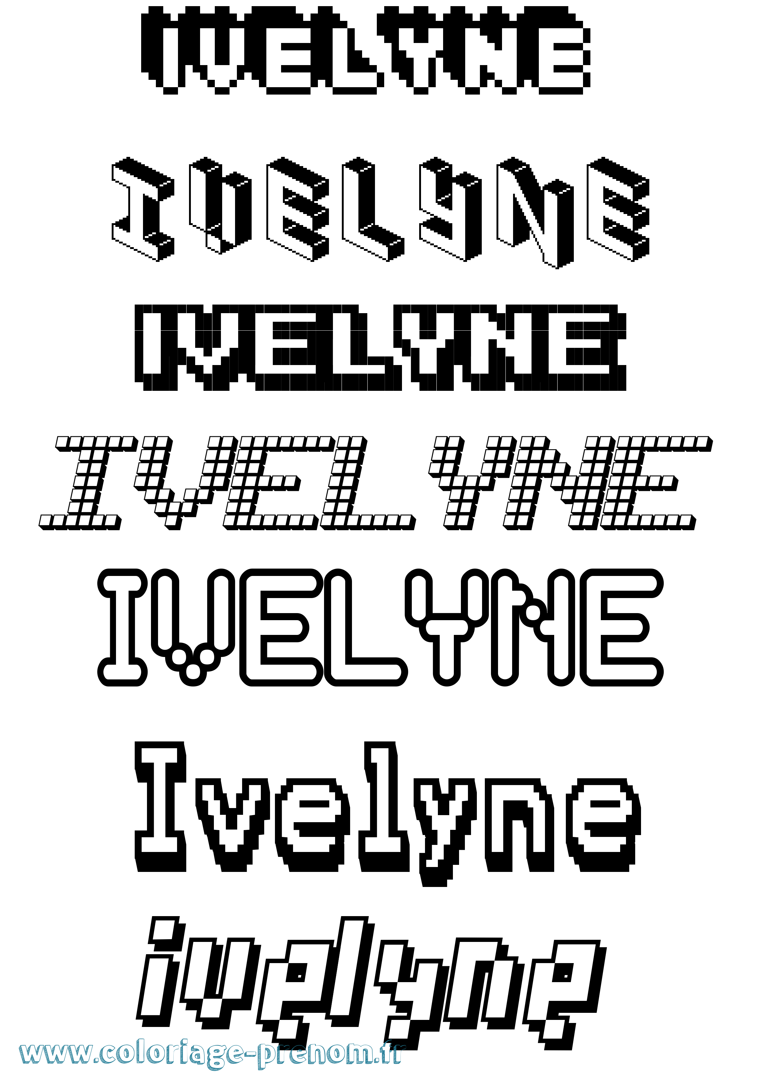 Coloriage Ivelyne Pixel Coloriage prénom Ivelyne Pixel