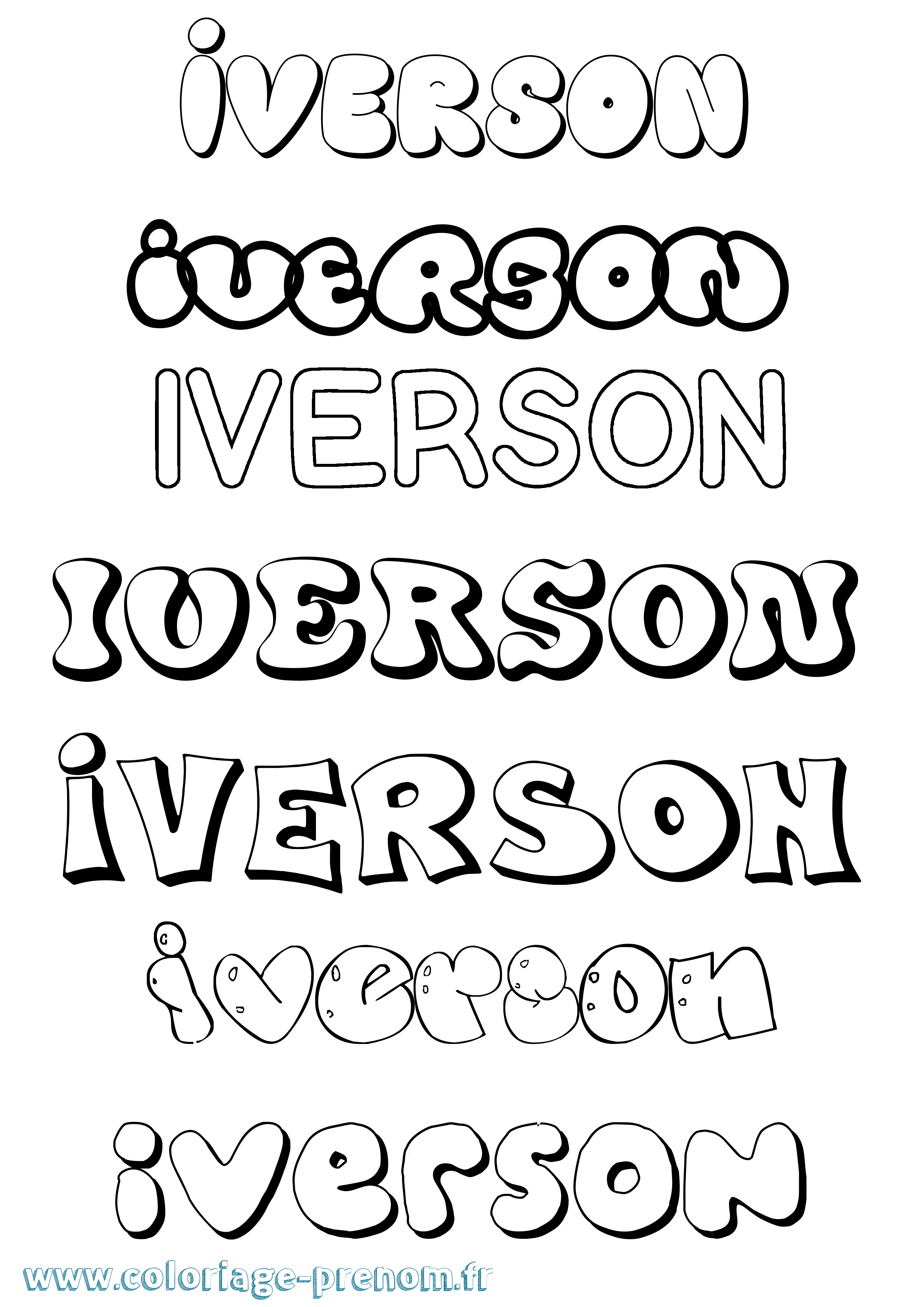 Coloriage Iverson Bubble Coloriage prénom Iverson Bubble