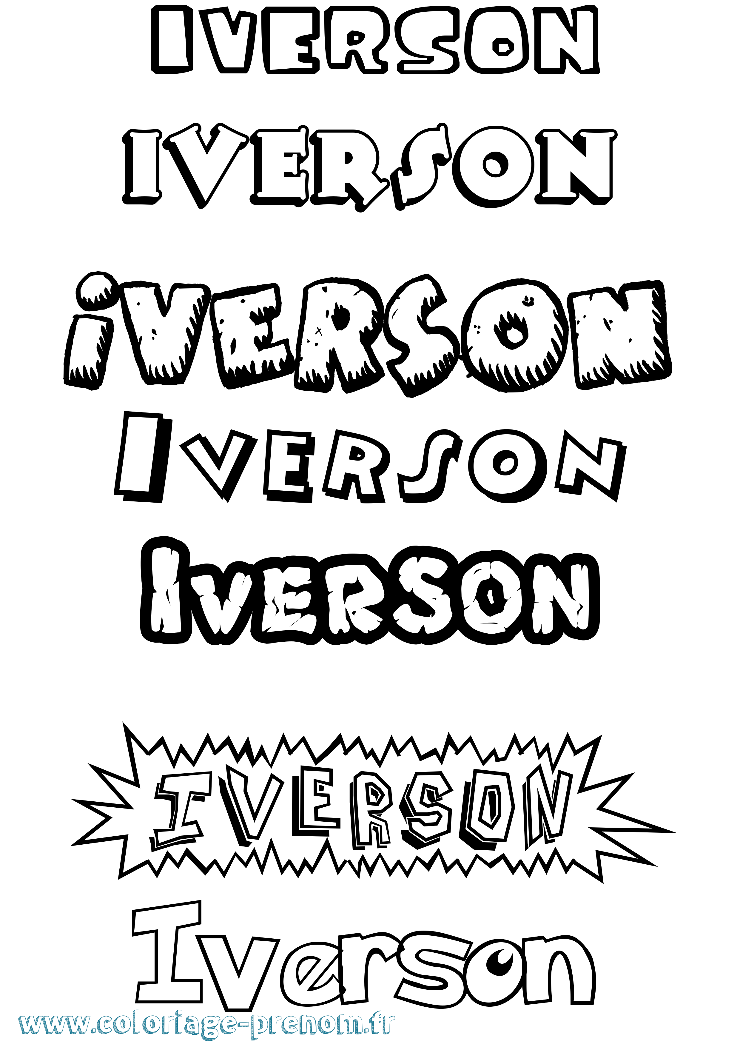 Coloriage Iverson Dessin Animé Coloriage prénom Iverson Dessin Animé