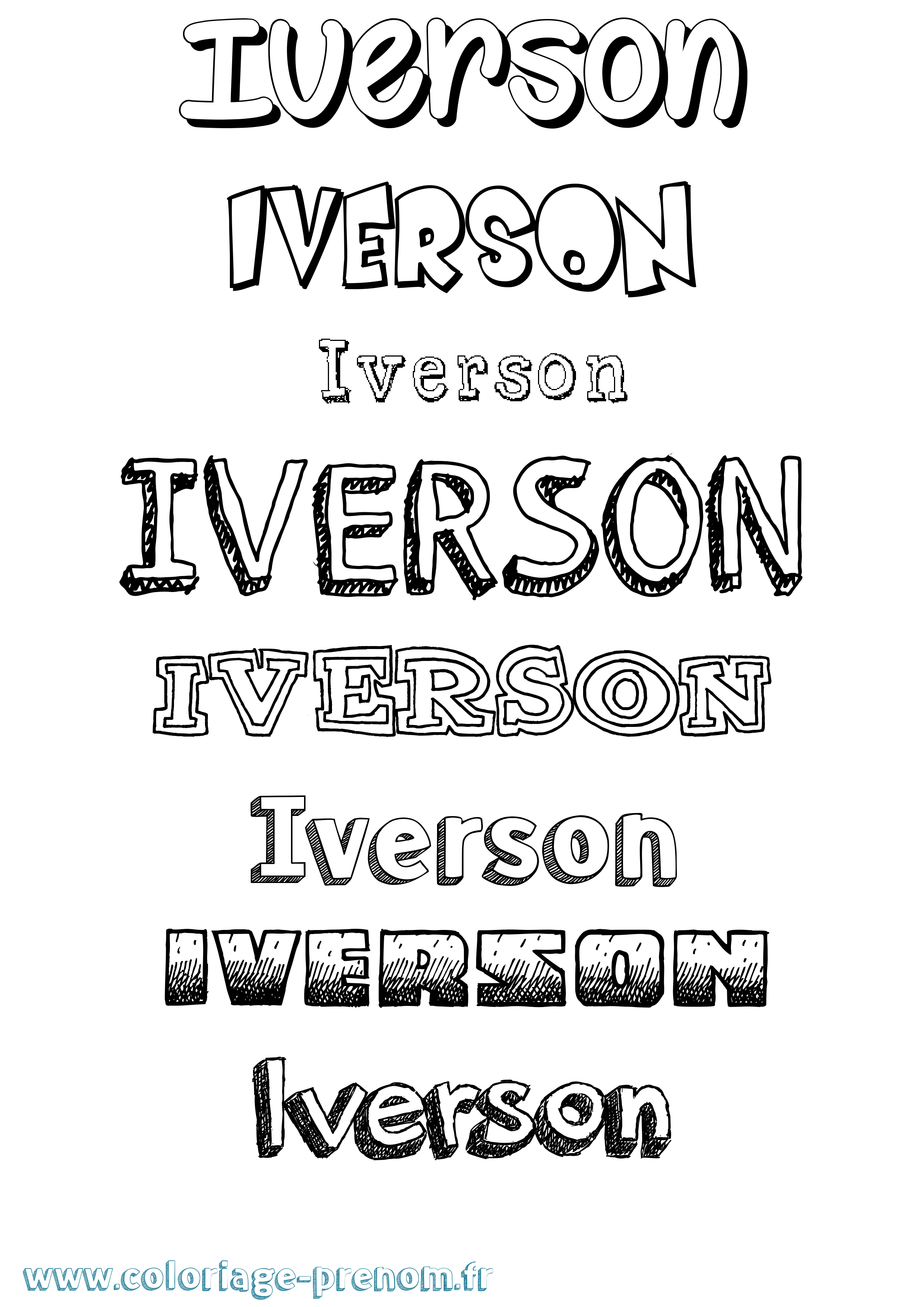 Coloriage Iverson Dessiné Coloriage prénom Iverson Dessiné