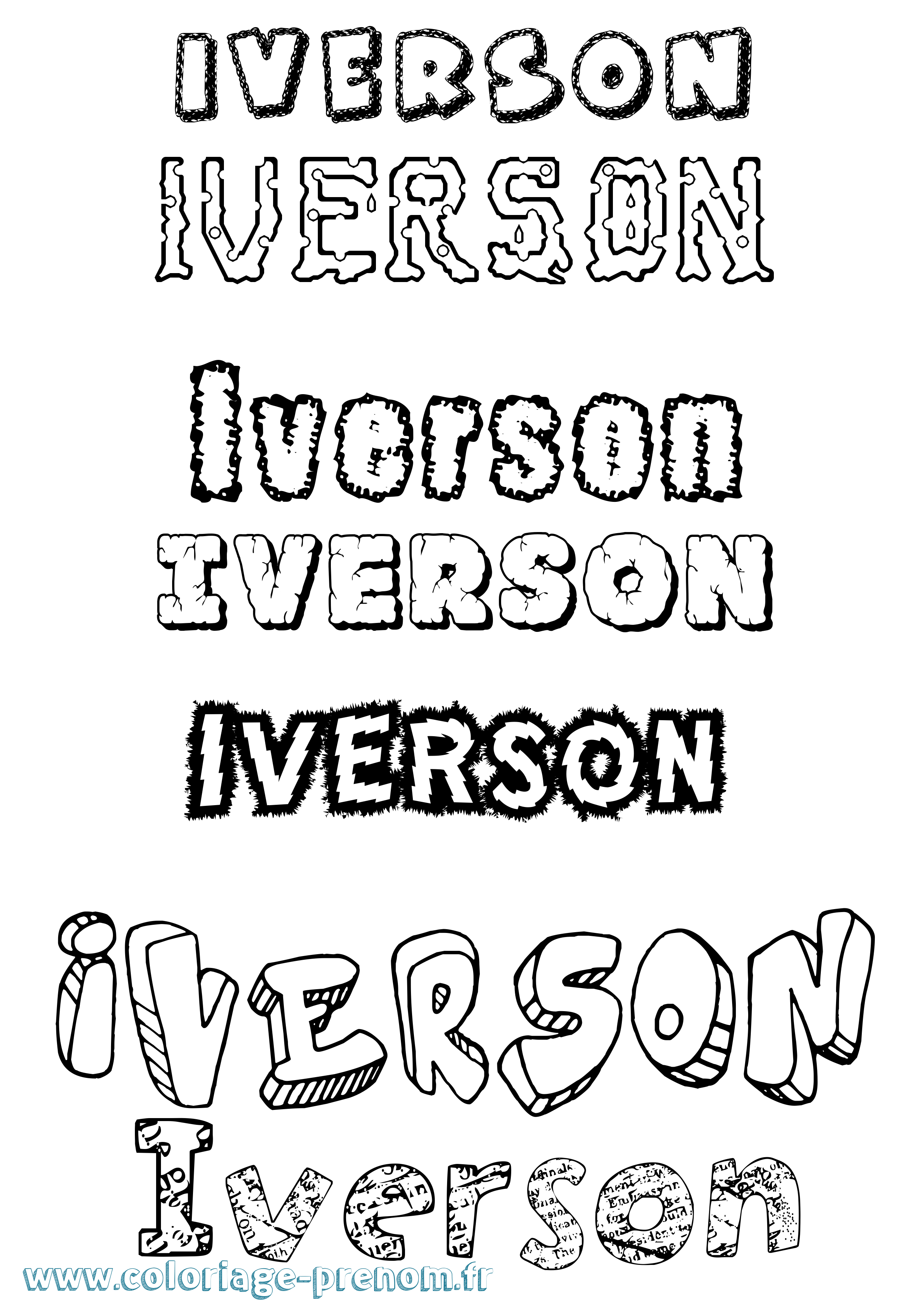 Coloriage Iverson Destructuré Coloriage prénom Iverson Destructuré