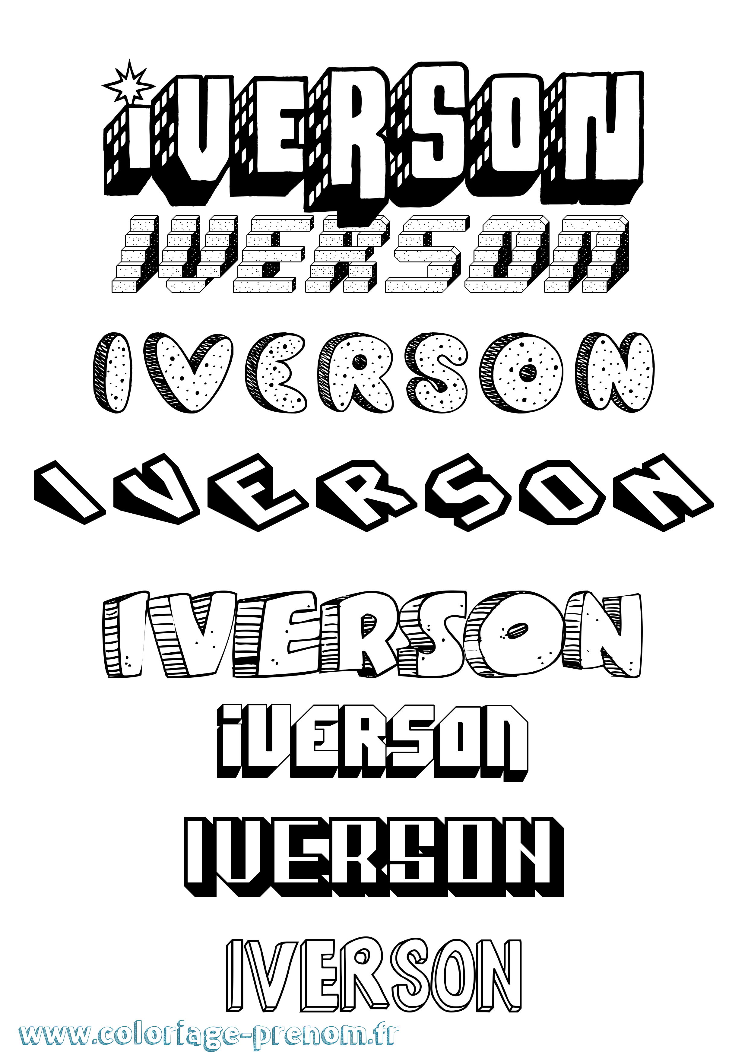Coloriage Iverson Effet 3D Coloriage prénom Iverson Effet 3D