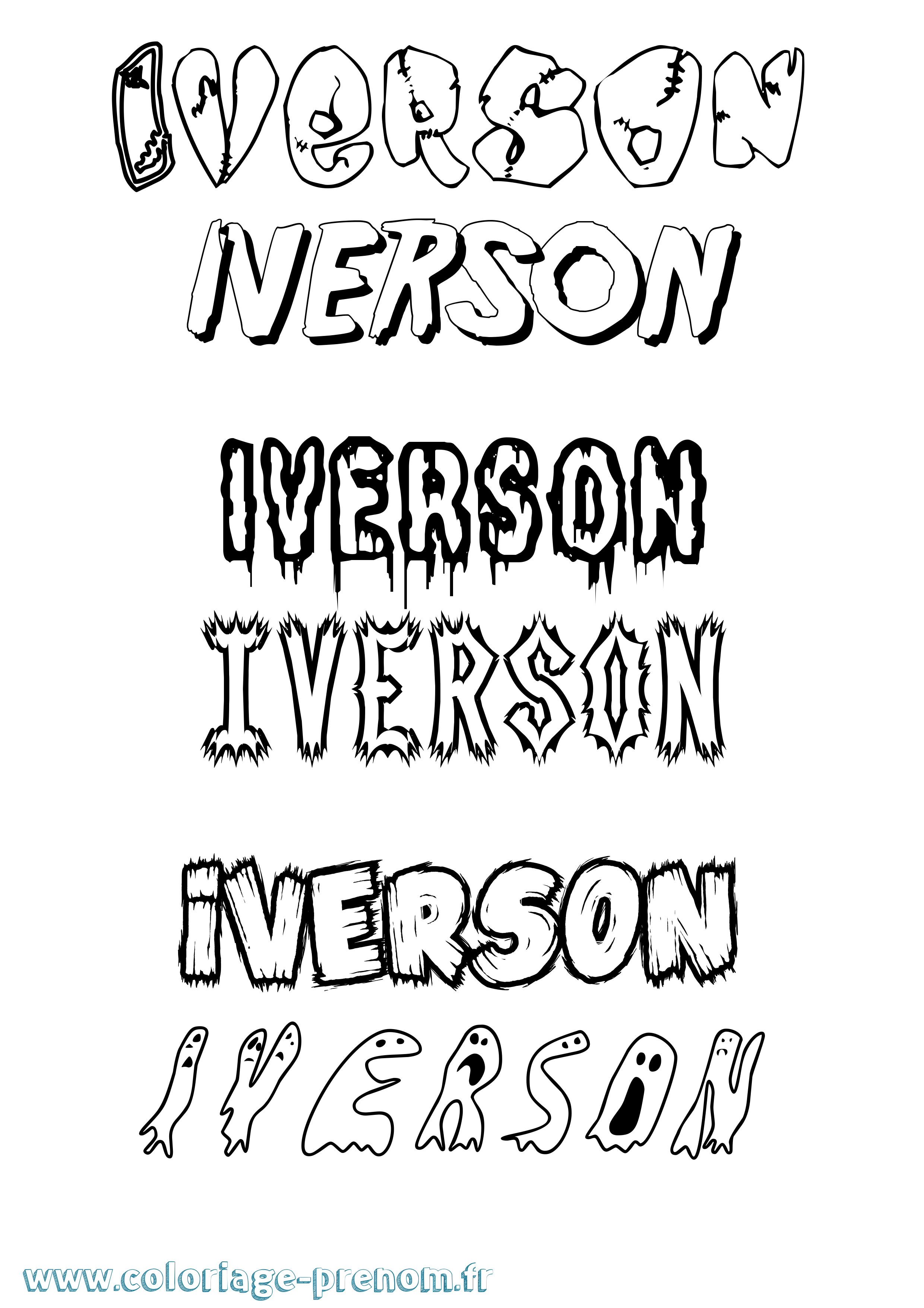 Coloriage Iverson Frisson Coloriage prénom Iverson Frisson