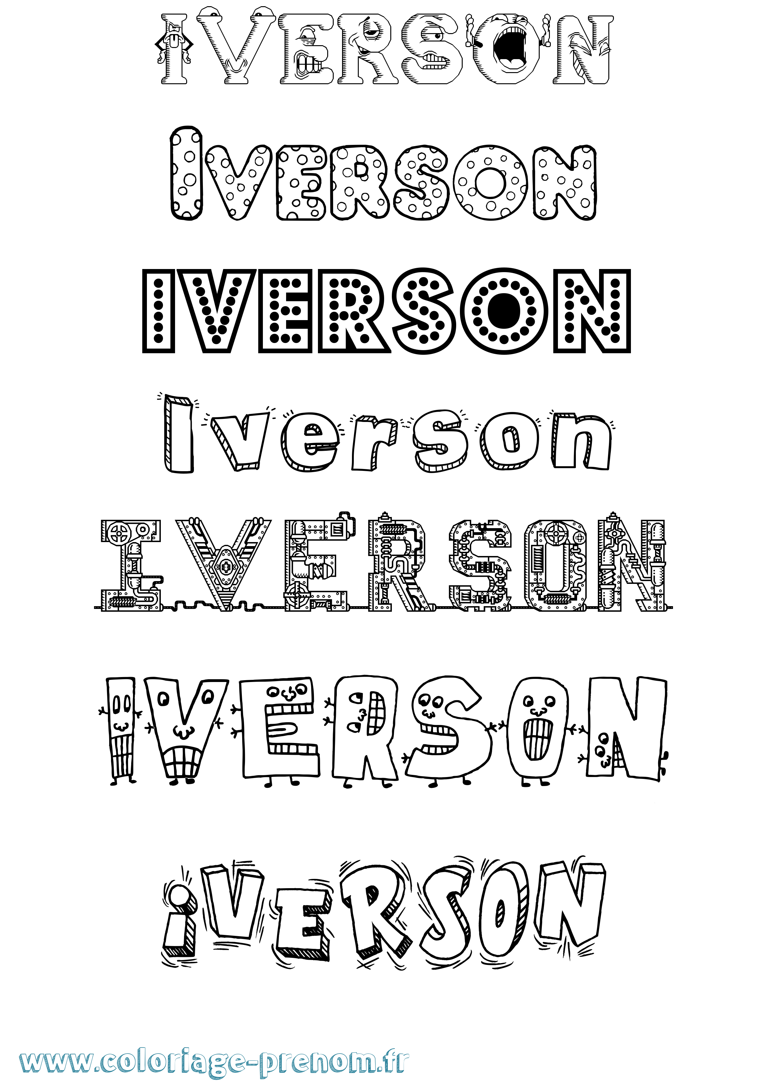 Coloriage Iverson Fun Coloriage prénom Iverson Fun
