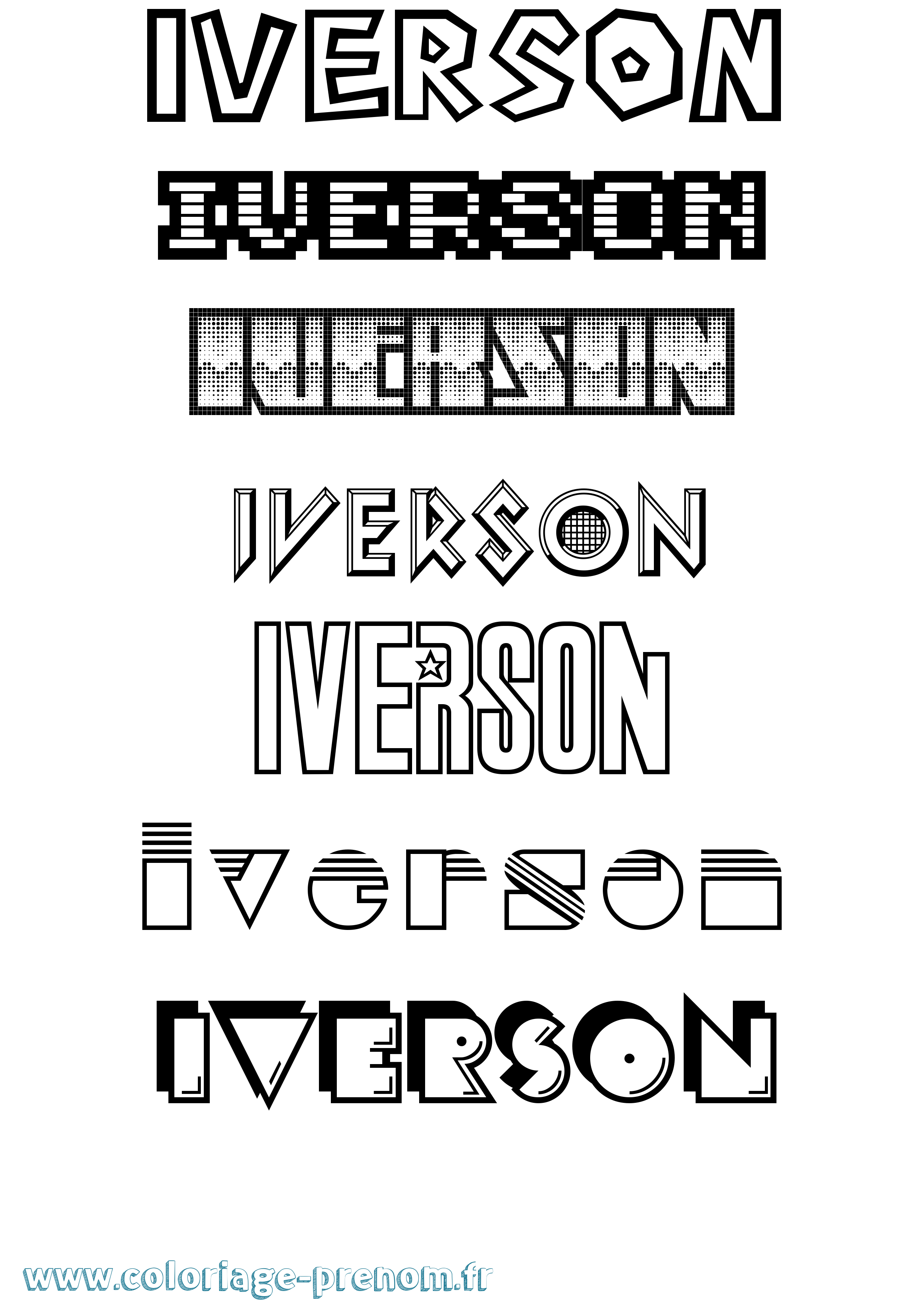 Coloriage Iverson Jeux Vidéos Coloriage prénom Iverson Jeux Vidéos