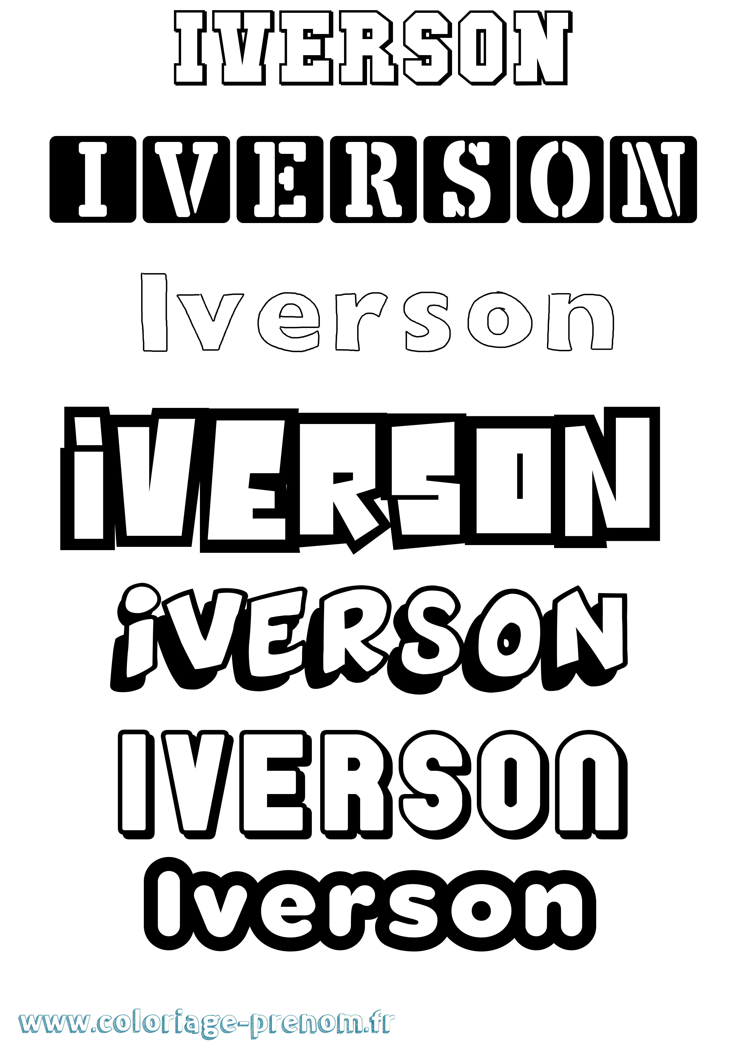 Coloriage Iverson Simple Coloriage prénom Iverson Simple