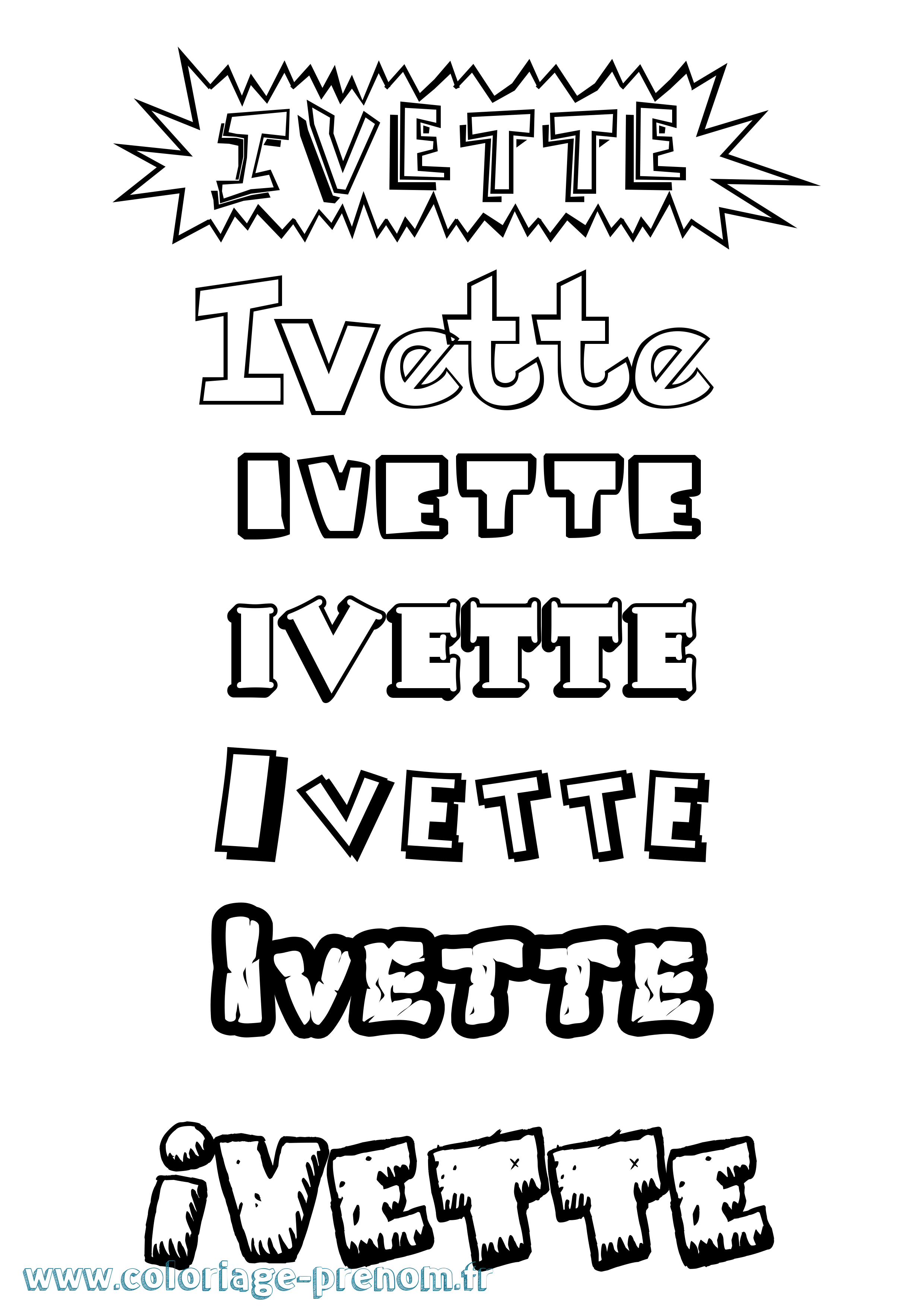 Coloriage Ivette Dessin Animé Coloriage prénom Ivette Dessin Animé