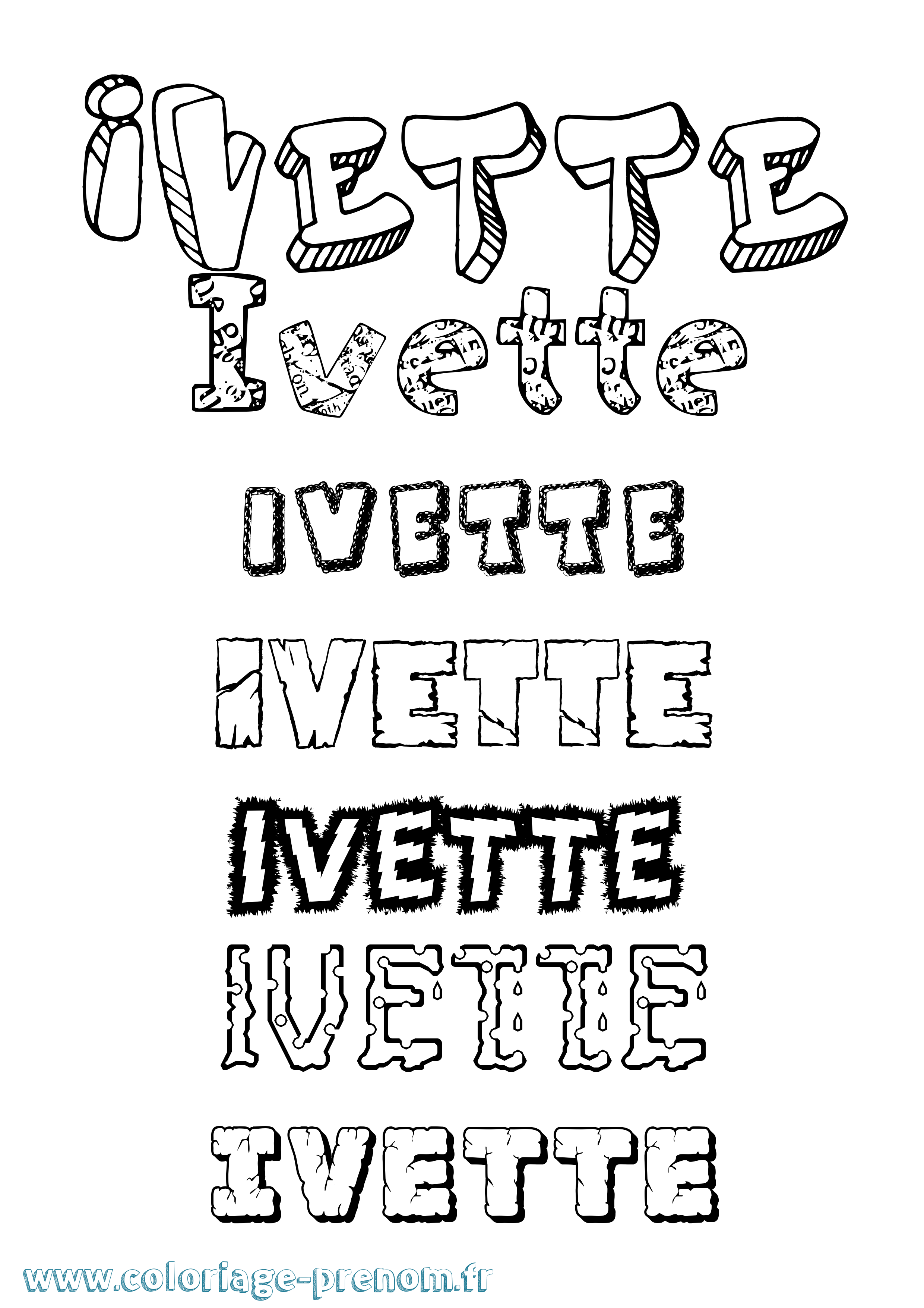 Coloriage Ivette Destructuré Coloriage prénom Ivette Destructuré