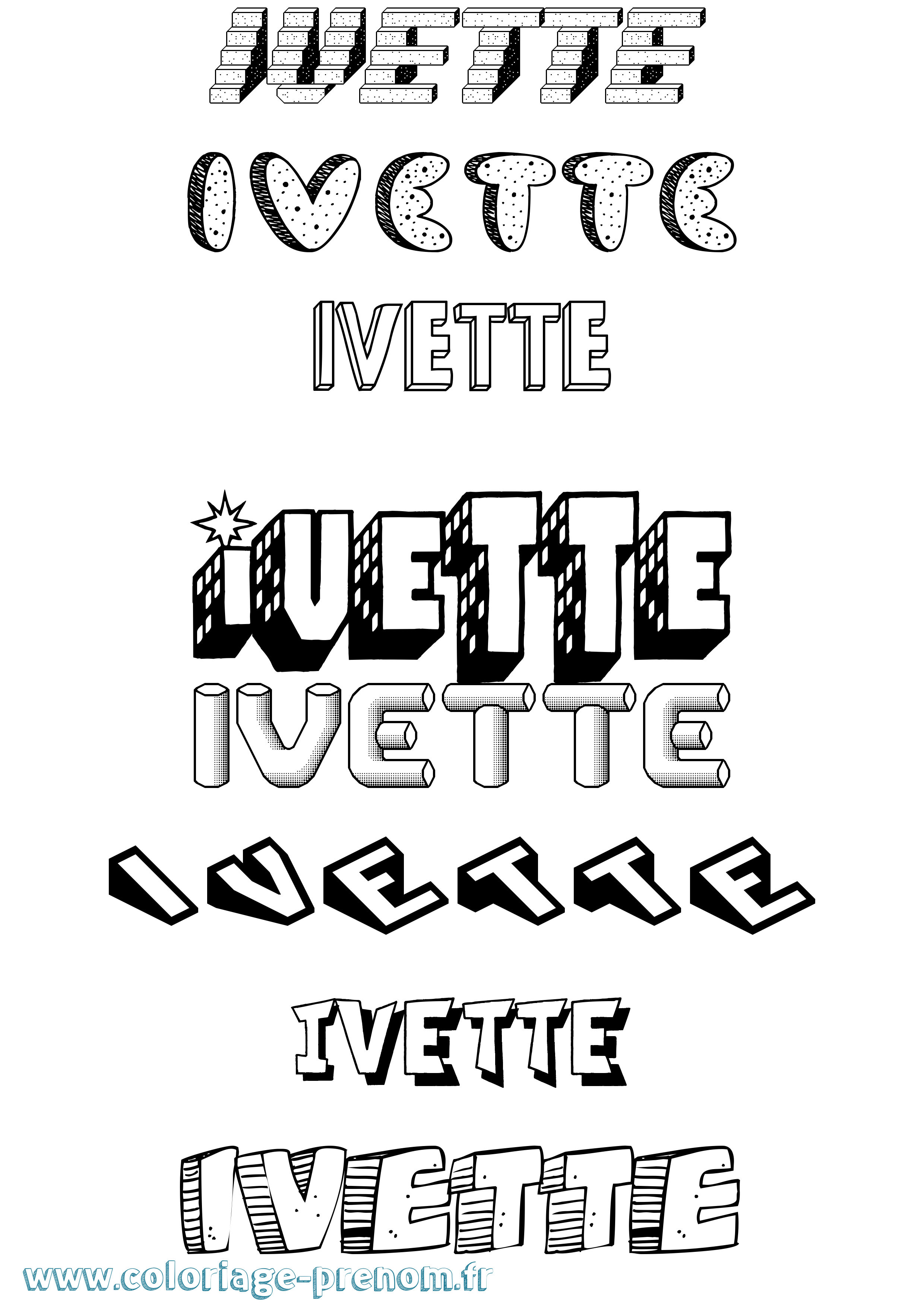 Coloriage Ivette Effet 3D Coloriage prénom Ivette Effet 3D