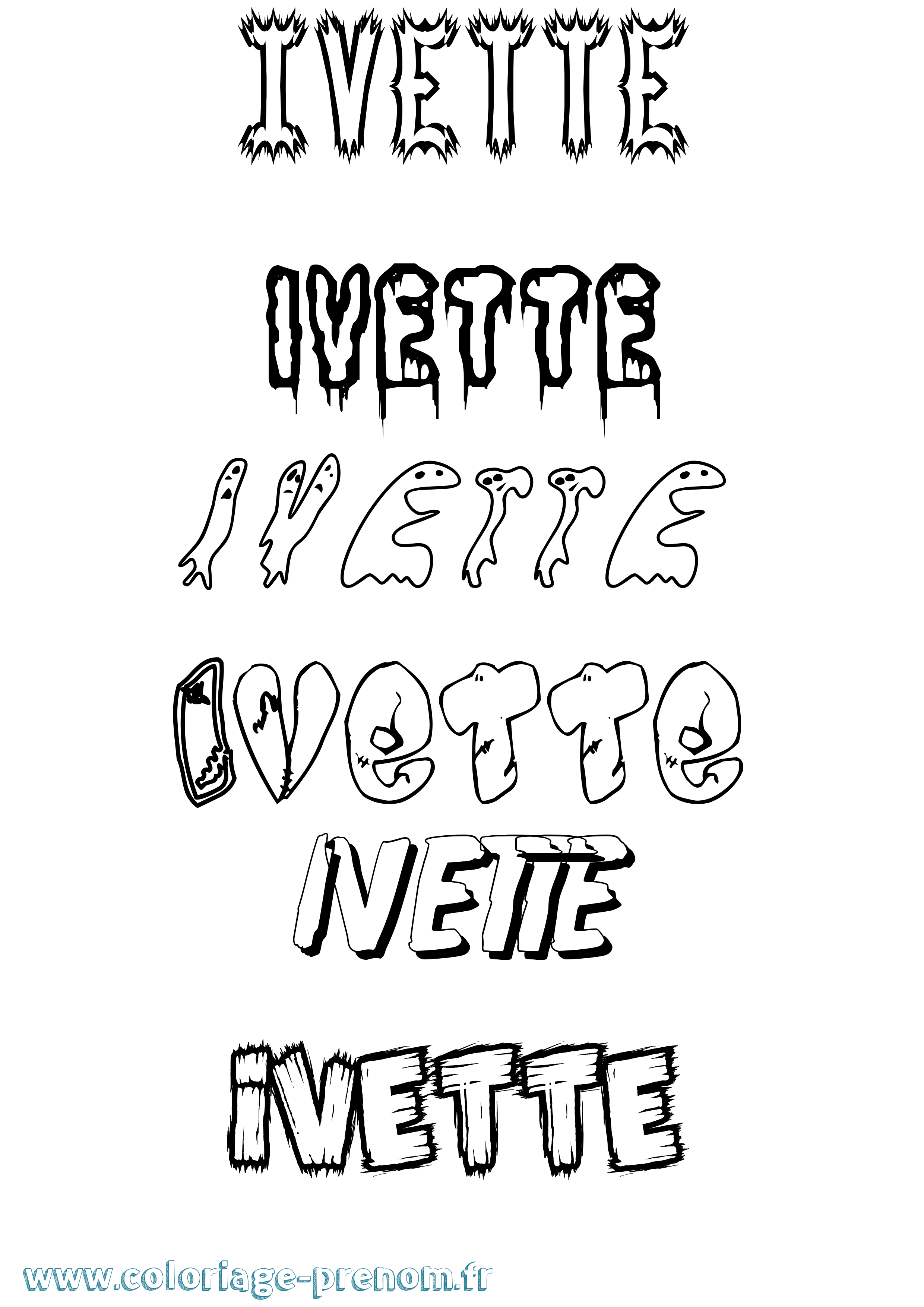 Coloriage Ivette Frisson Coloriage prénom Ivette Frisson