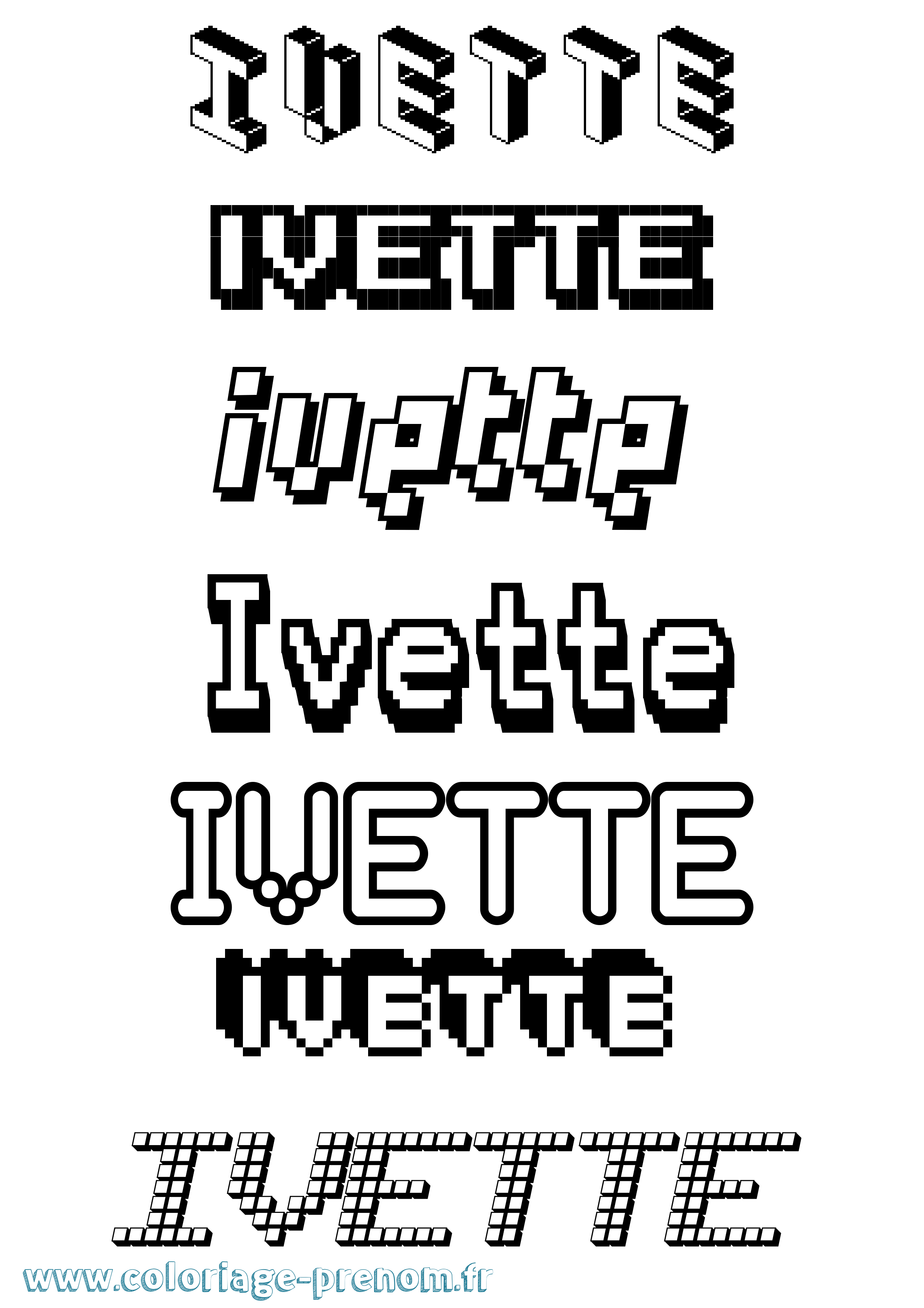 Coloriage Ivette Pixel Coloriage prénom Ivette Pixel