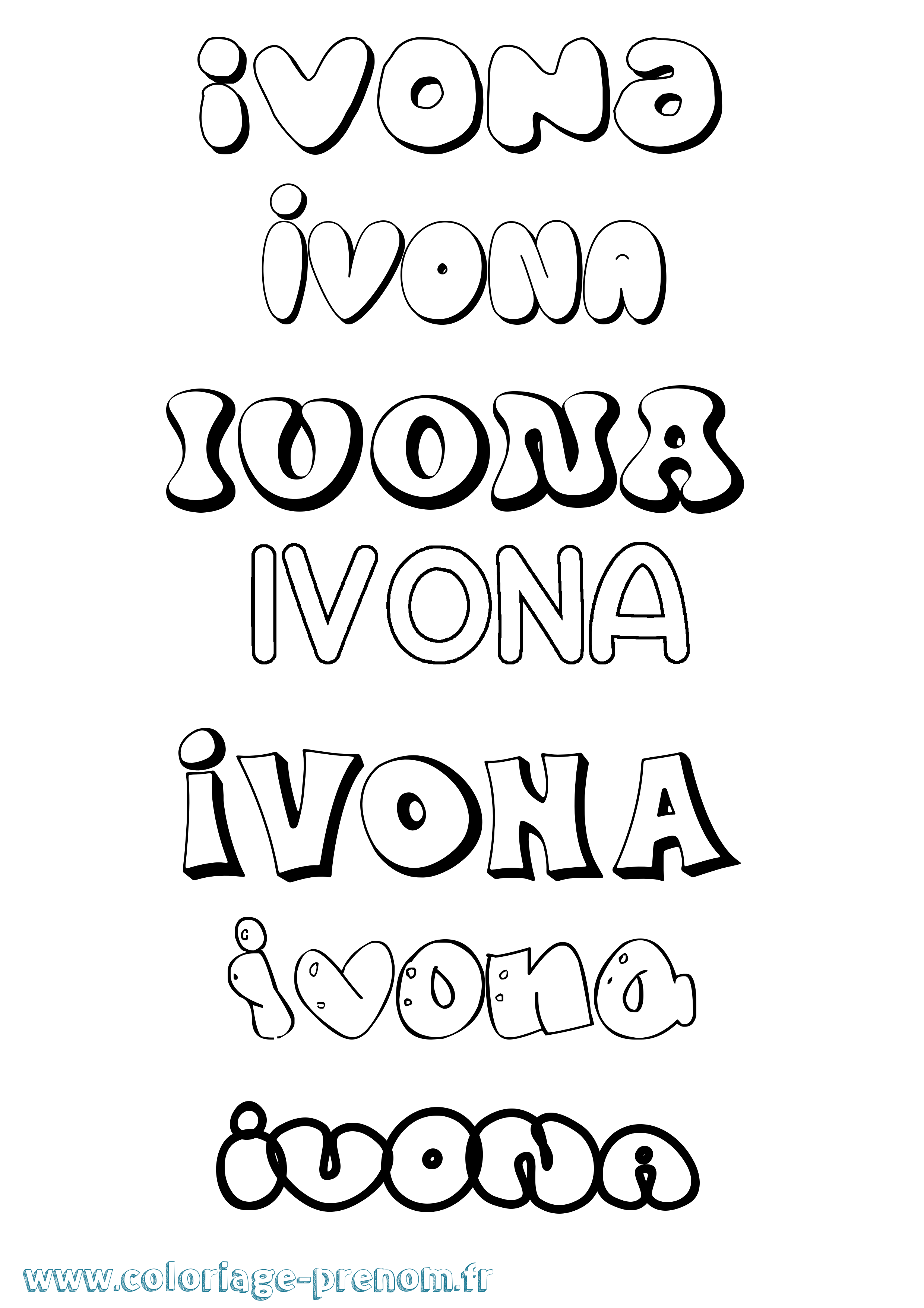 Coloriage Ivona Bubble Coloriage prénom Ivona Bubble