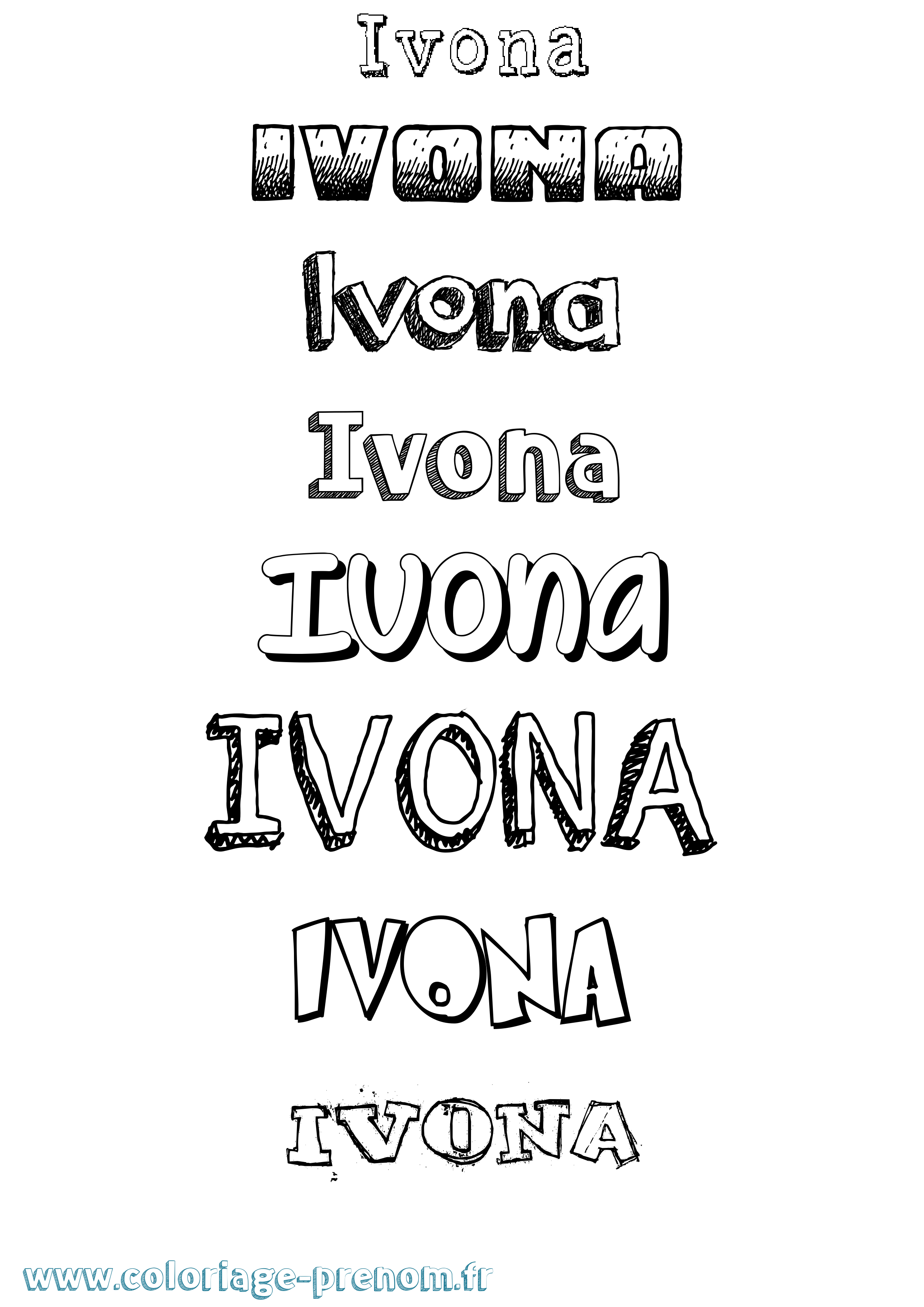 Coloriage Ivona Dessiné Coloriage prénom Ivona Dessiné