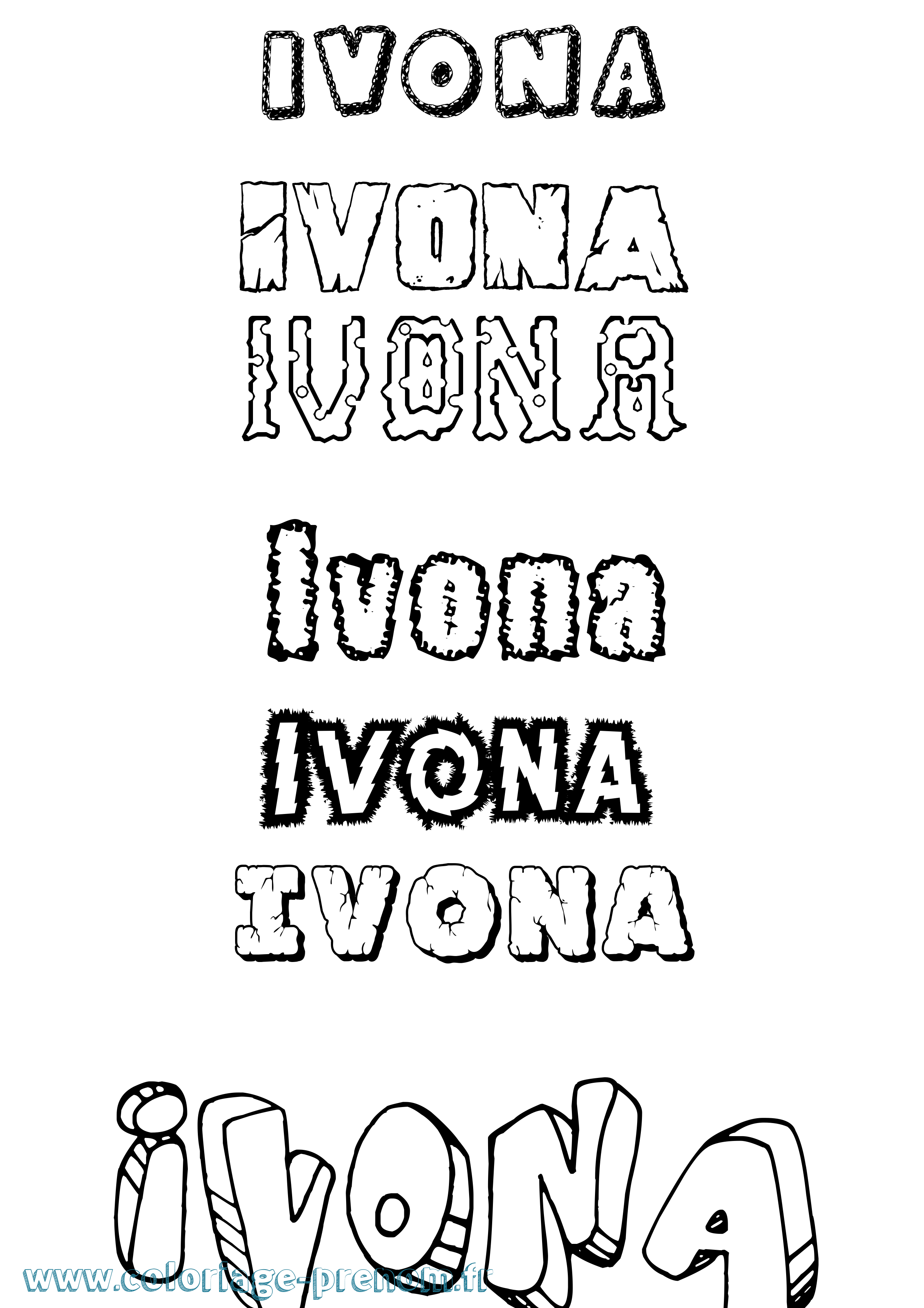 Coloriage Ivona Destructuré Coloriage prénom Ivona Destructuré