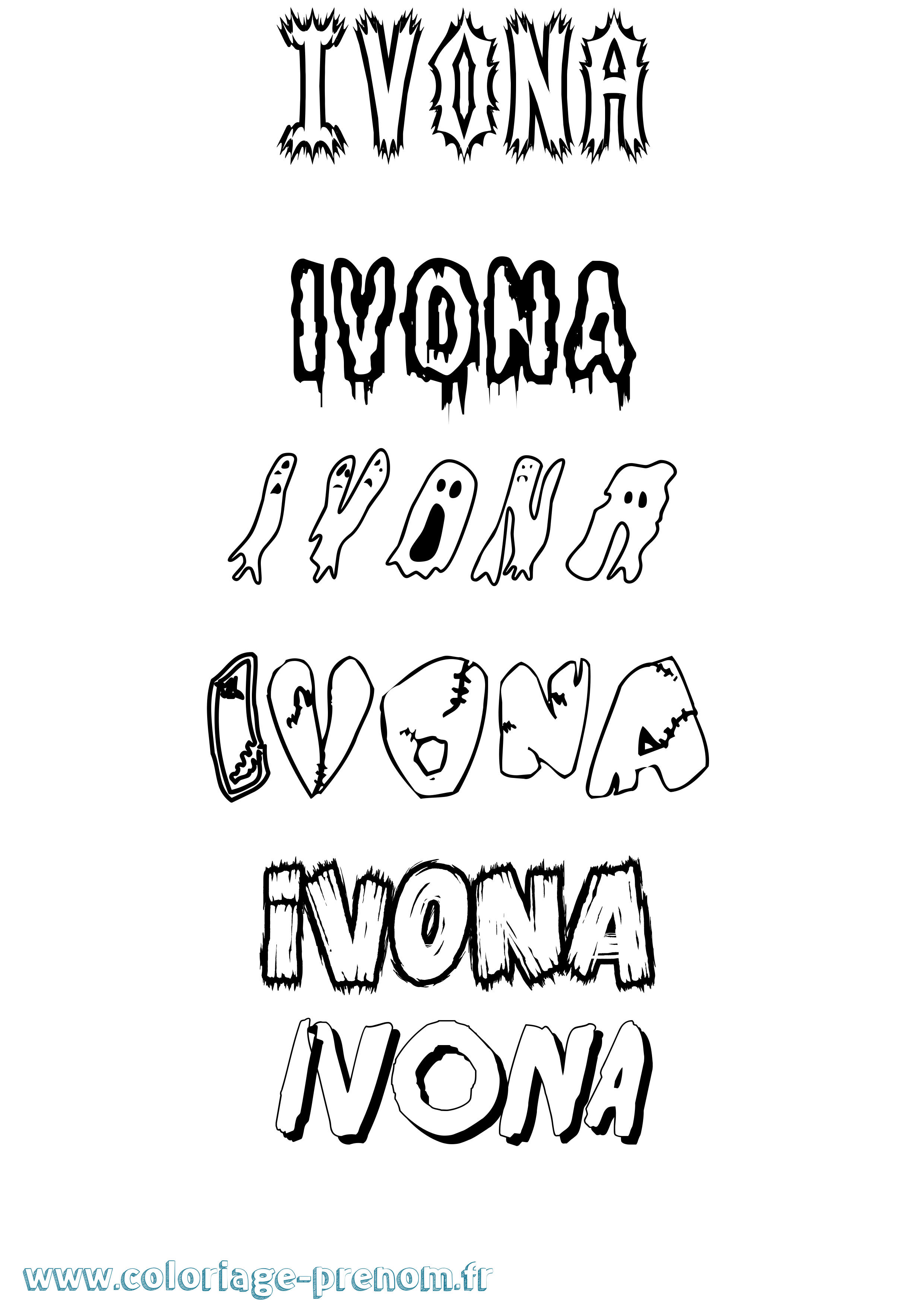 Coloriage Ivona Frisson Coloriage prénom Ivona Frisson
