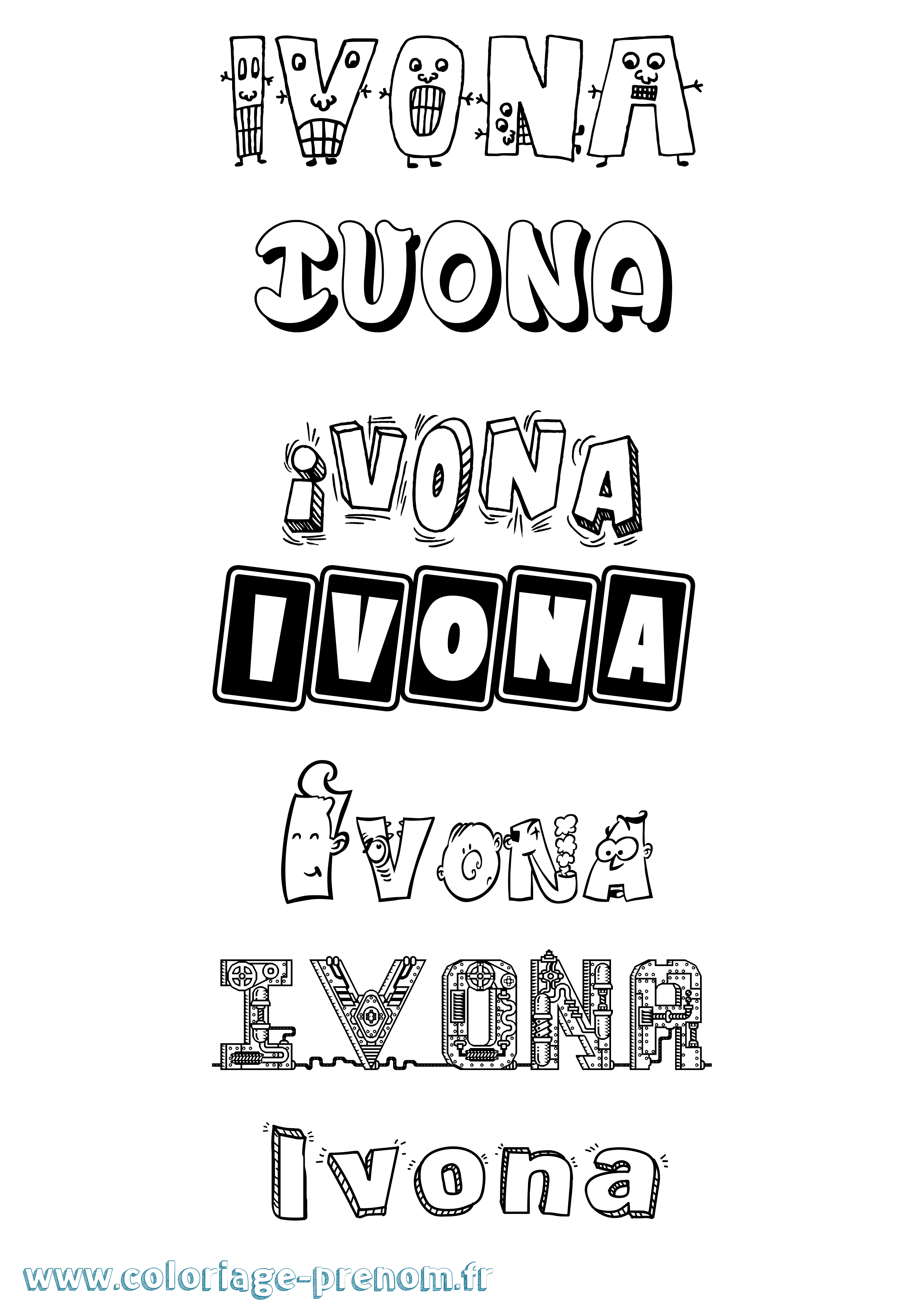 Coloriage Ivona Fun Coloriage prénom Ivona Fun