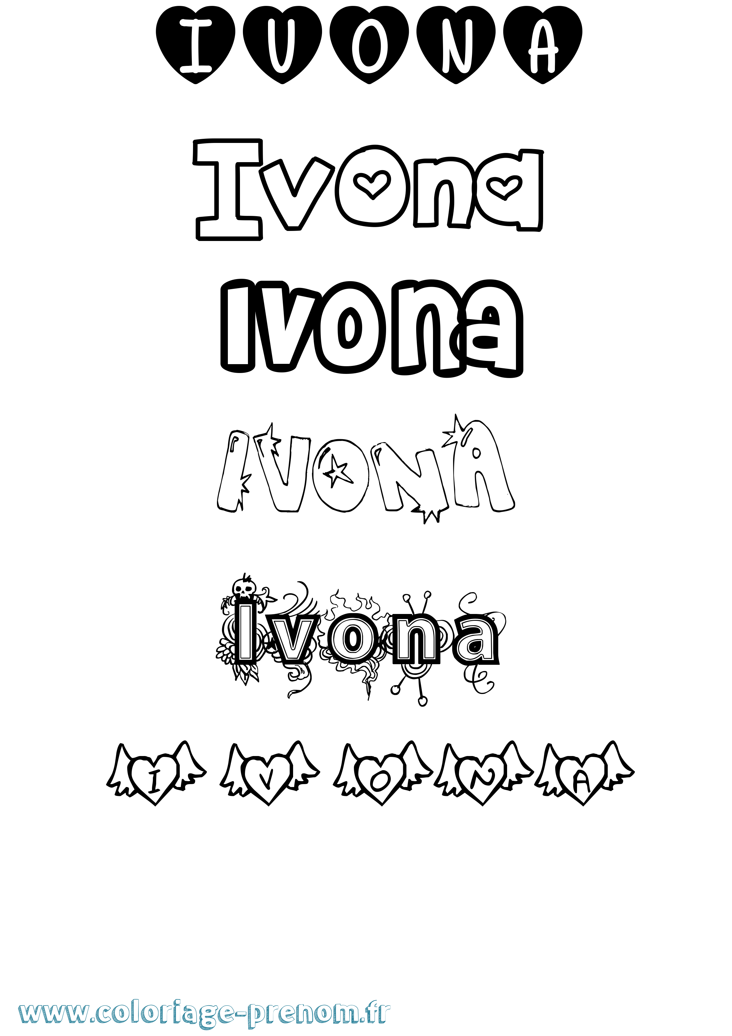 Coloriage Ivona Girly Coloriage prénom Ivona Girly