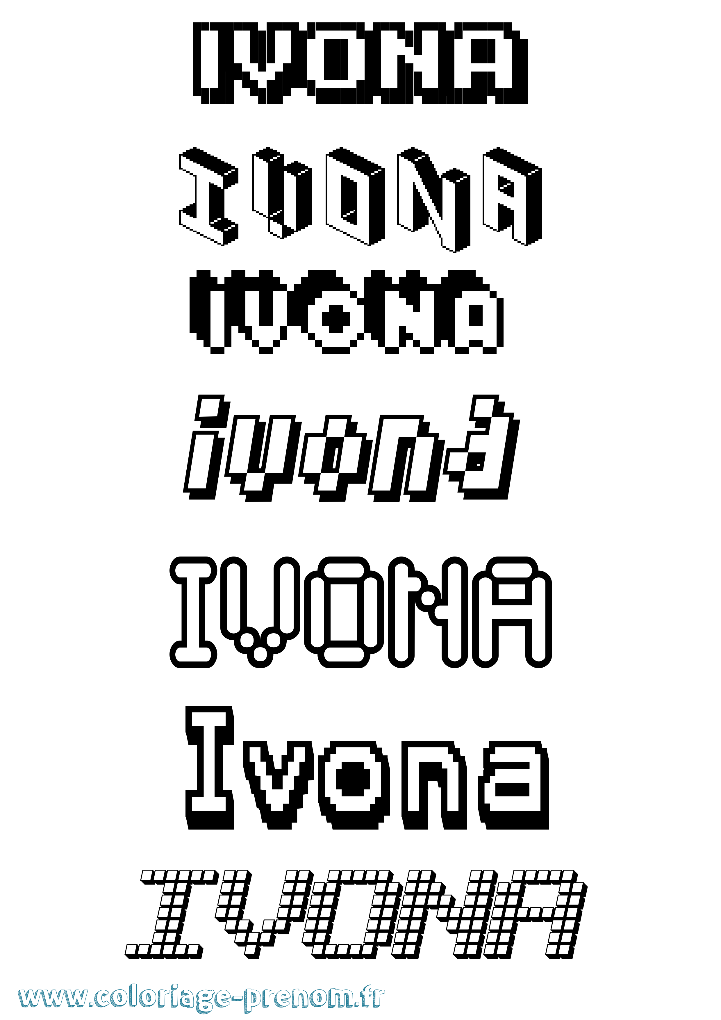 Coloriage Ivona Pixel Coloriage prénom Ivona Pixel