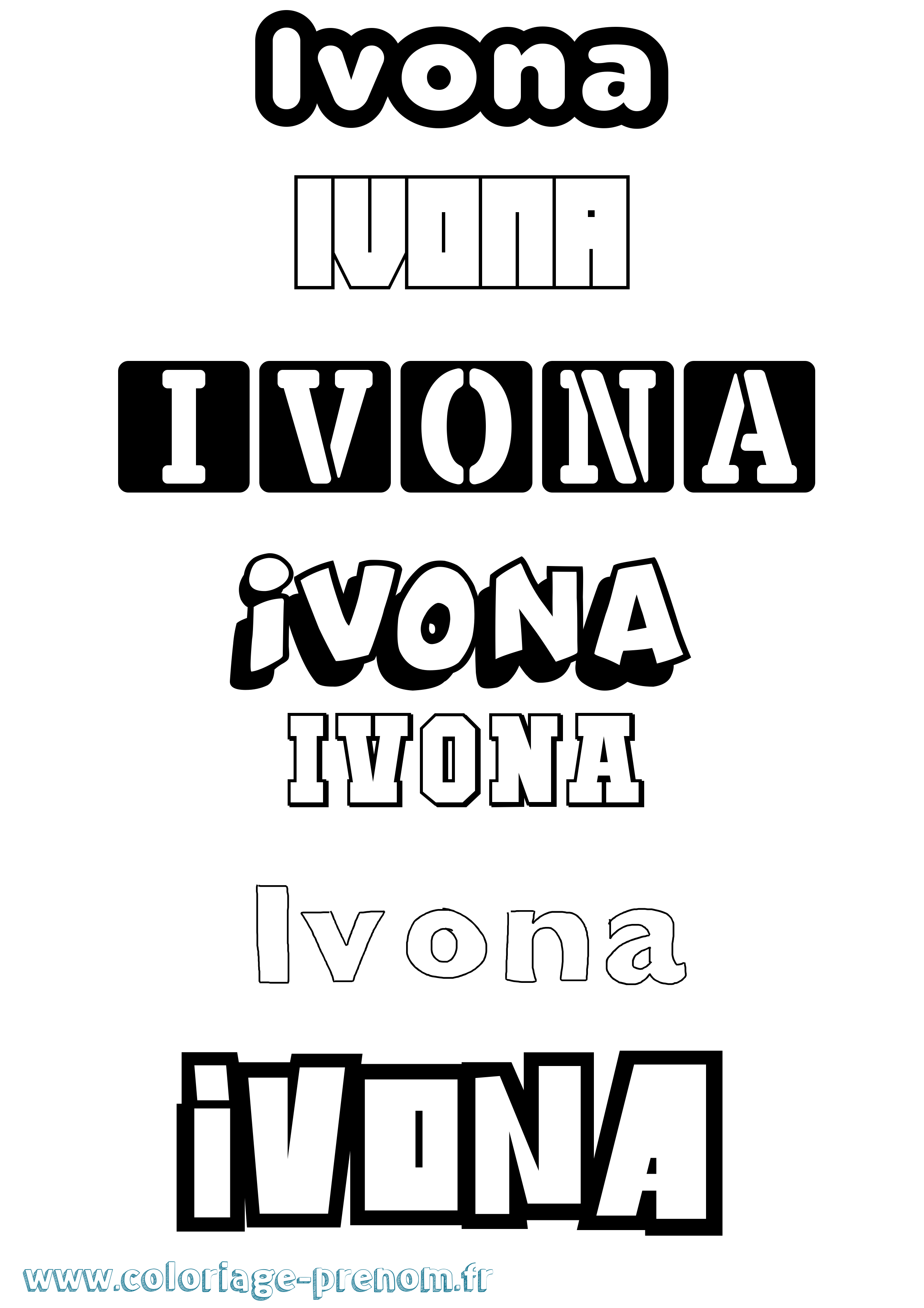 Coloriage Ivona Simple Coloriage prénom Ivona Simple