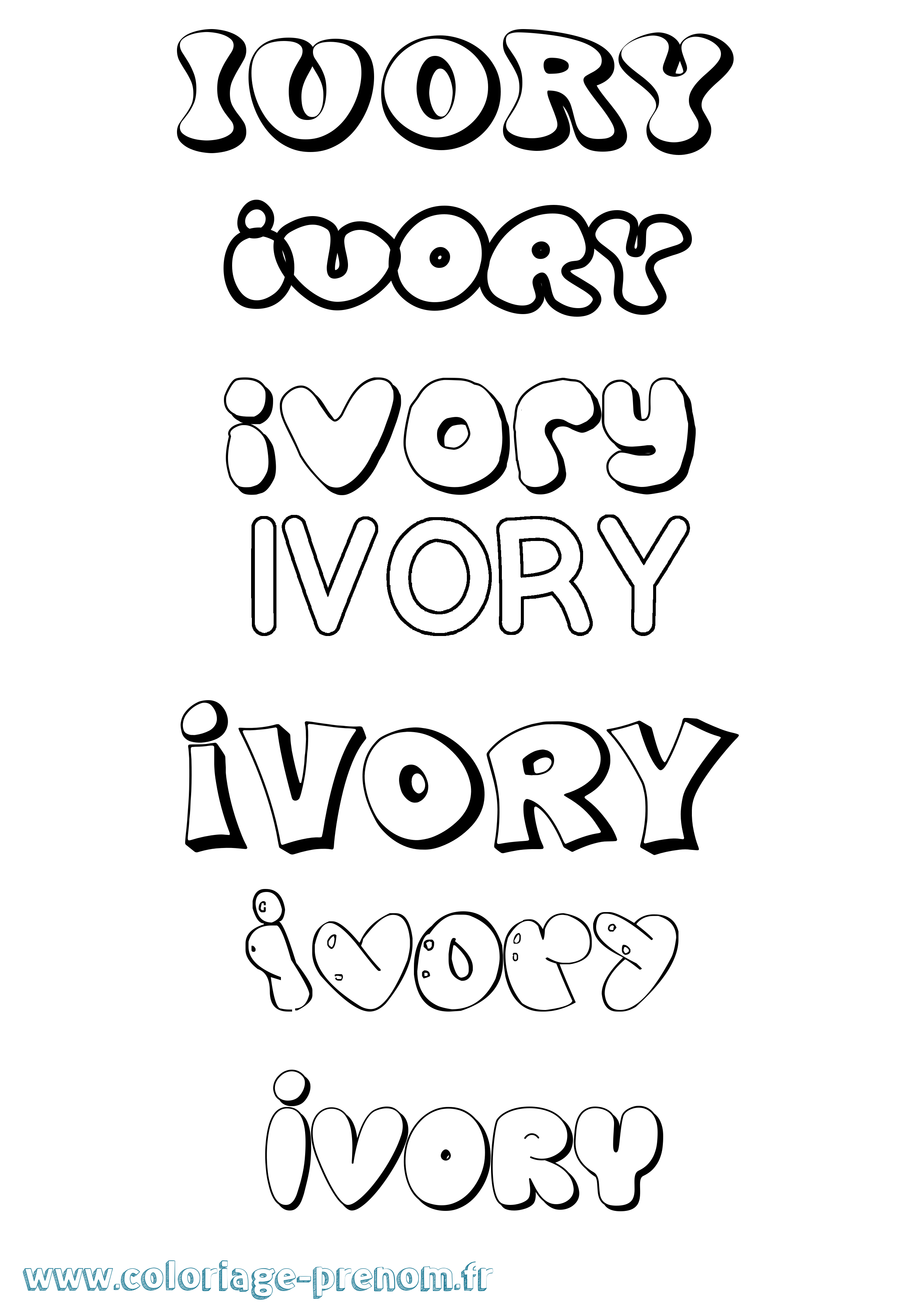 Coloriage Ivory Bubble Coloriage prénom Ivory Bubble