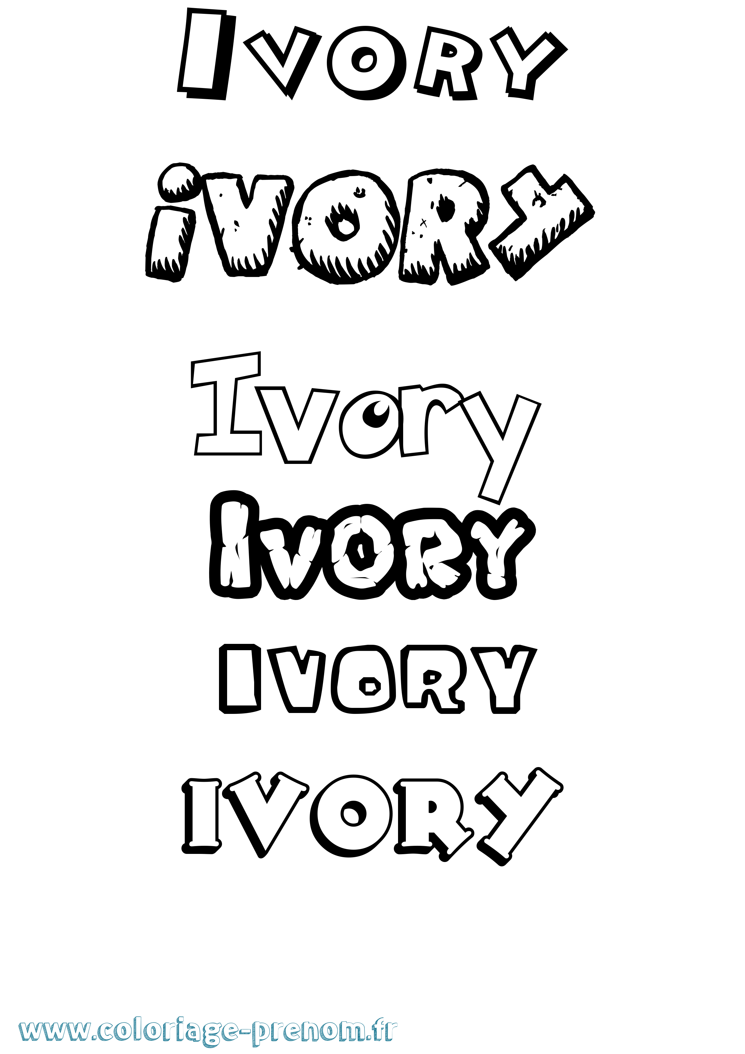 Coloriage Ivory Dessin Animé Coloriage prénom Ivory Dessin Animé