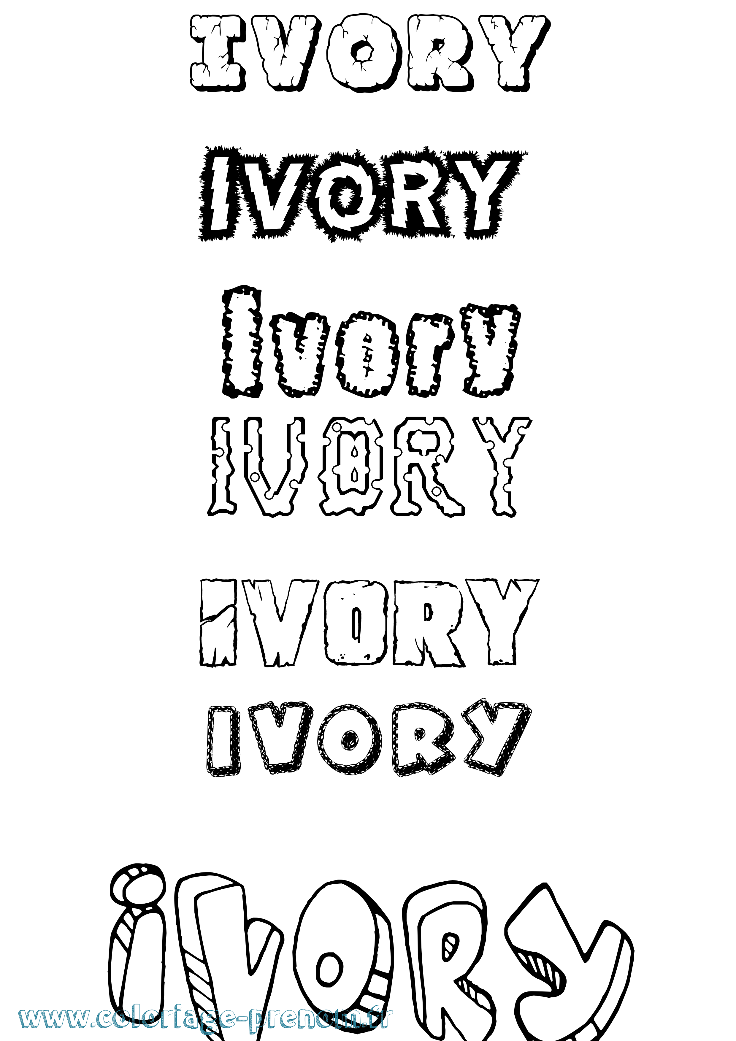 Coloriage Ivory Destructuré Coloriage prénom Ivory Destructuré