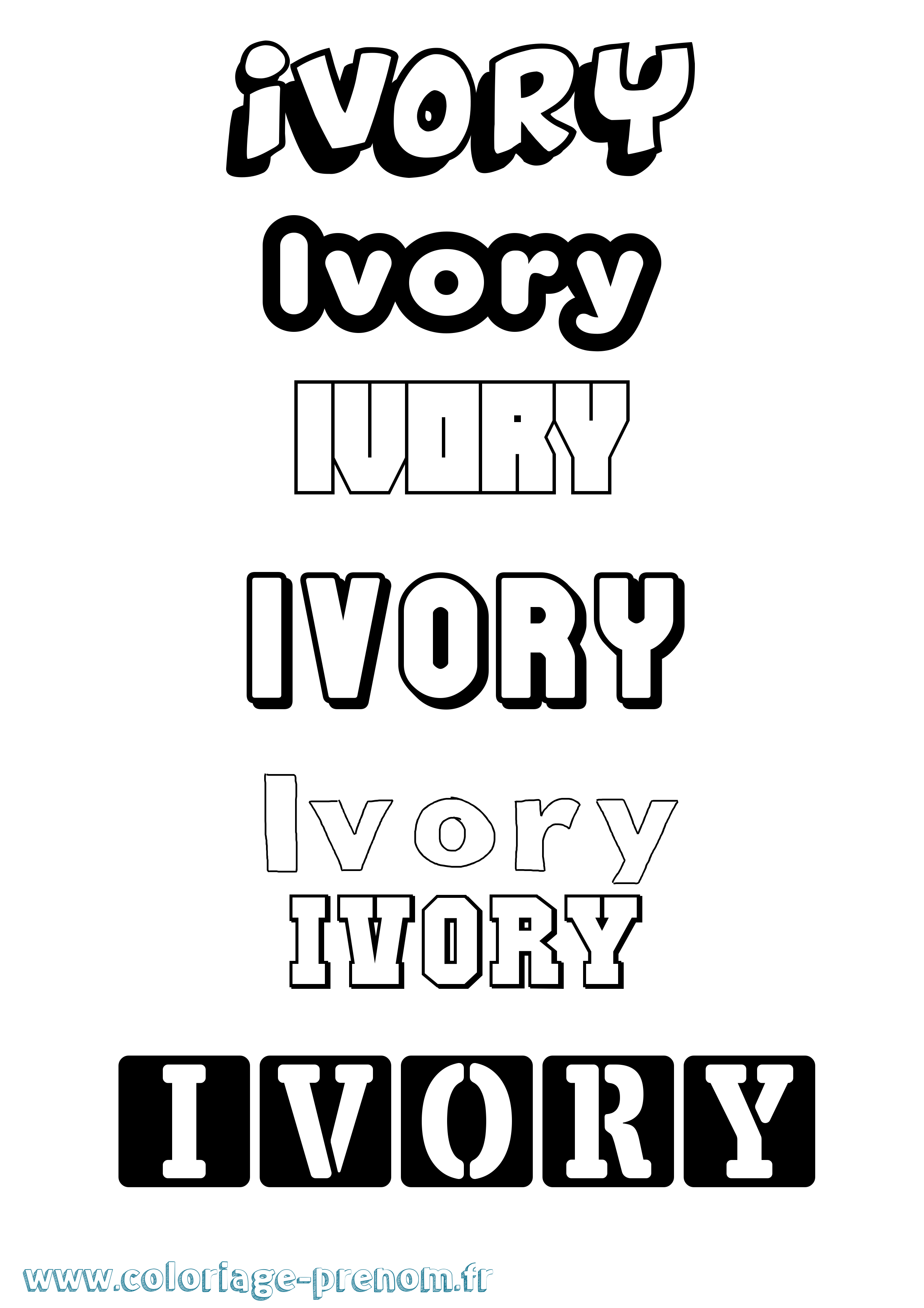 Coloriage Ivory Simple Coloriage prénom Ivory Simple
