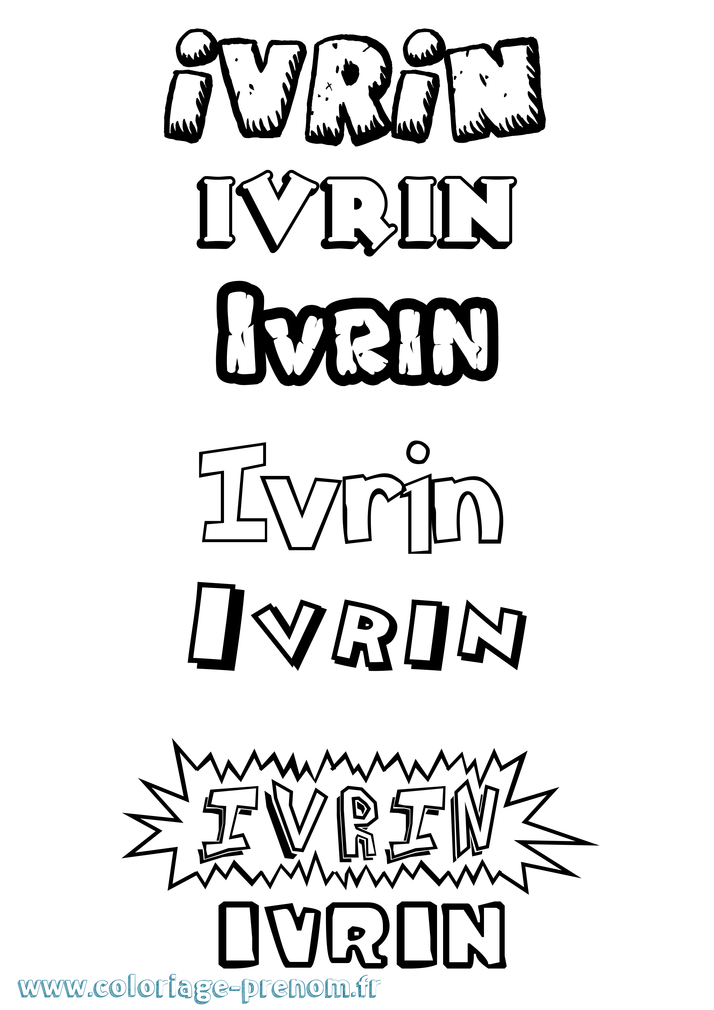 Coloriage Ivrin Dessin Animé Coloriage prénom Ivrin Dessin Animé