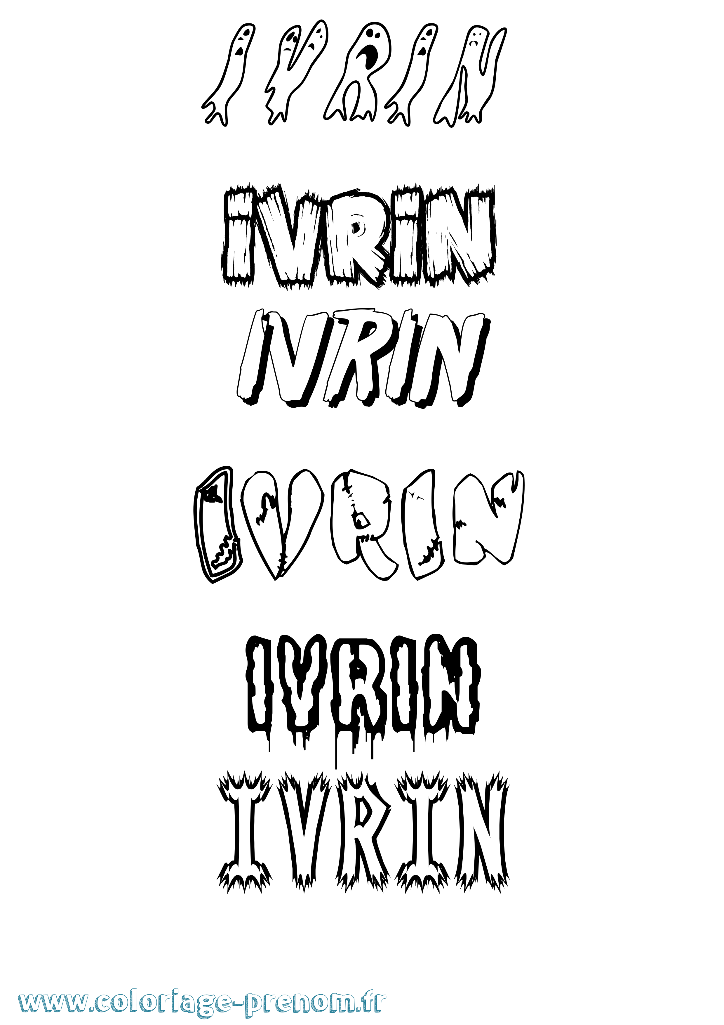 Coloriage Ivrin Frisson Coloriage prénom Ivrin Frisson
