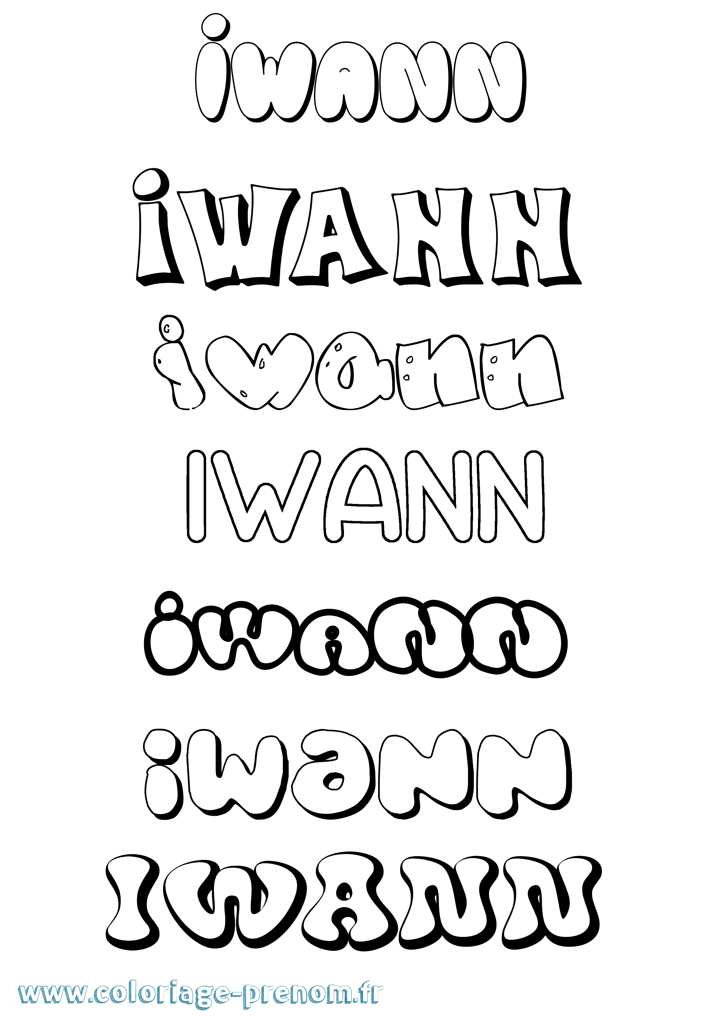 Coloriage Iwann Bubble Coloriage prénom Iwann Bubble