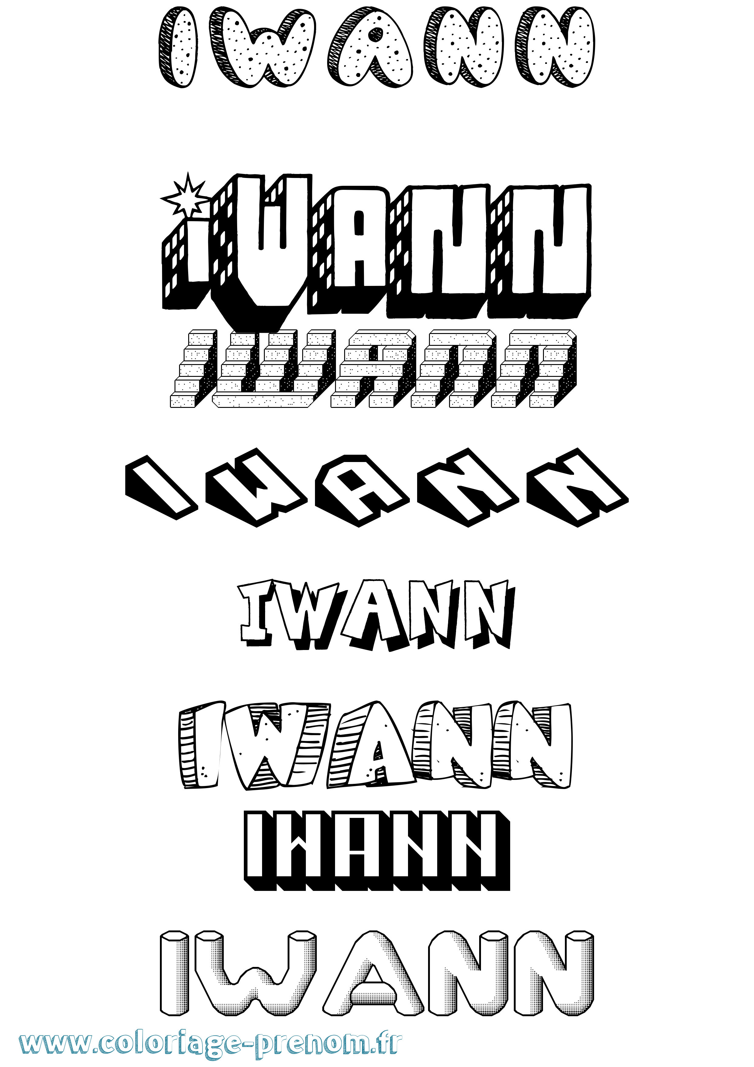 Coloriage Iwann Effet 3D Coloriage prénom Iwann Effet 3D